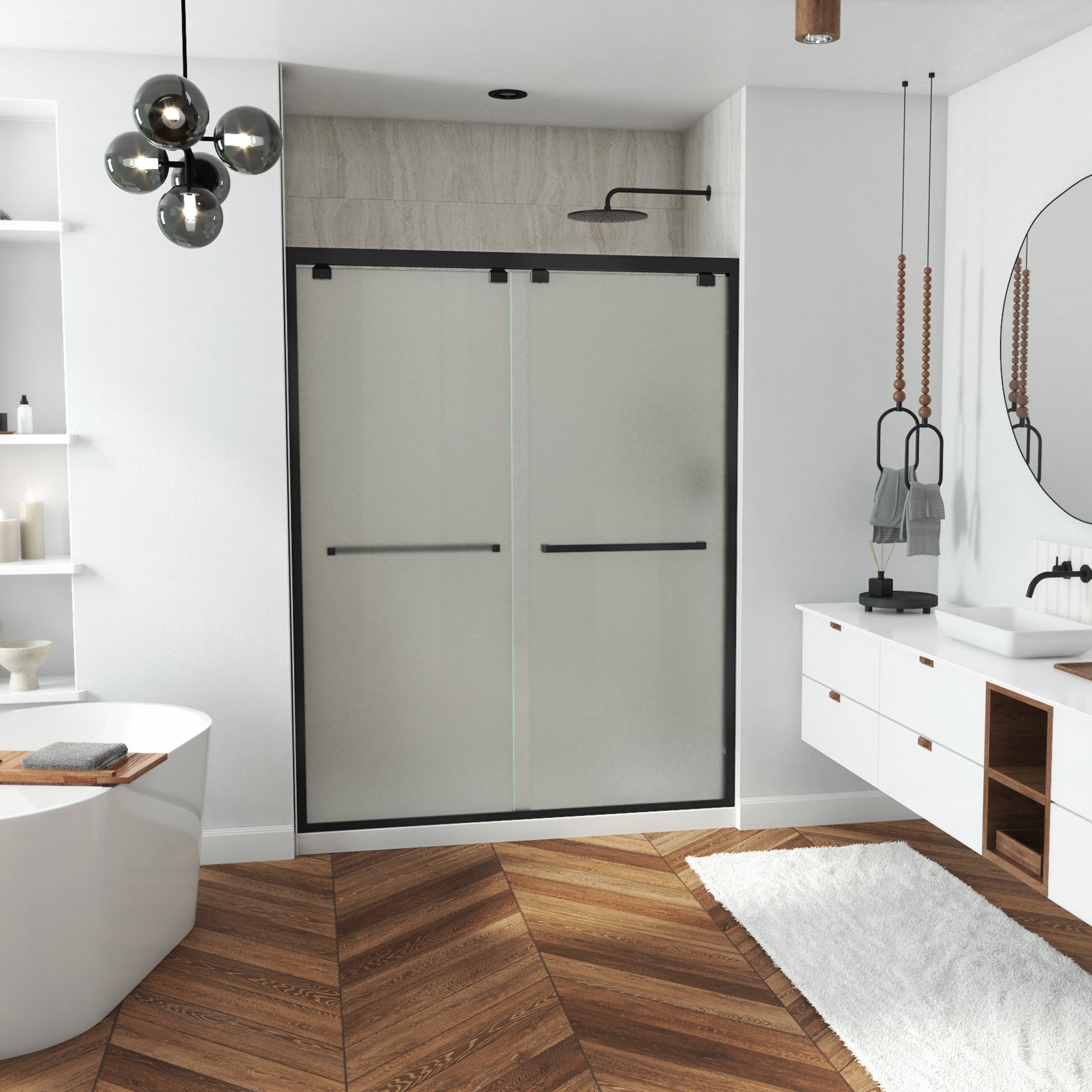 DreamLine Encore 56-60" W Bypass Sliding Door with Frosted Glass