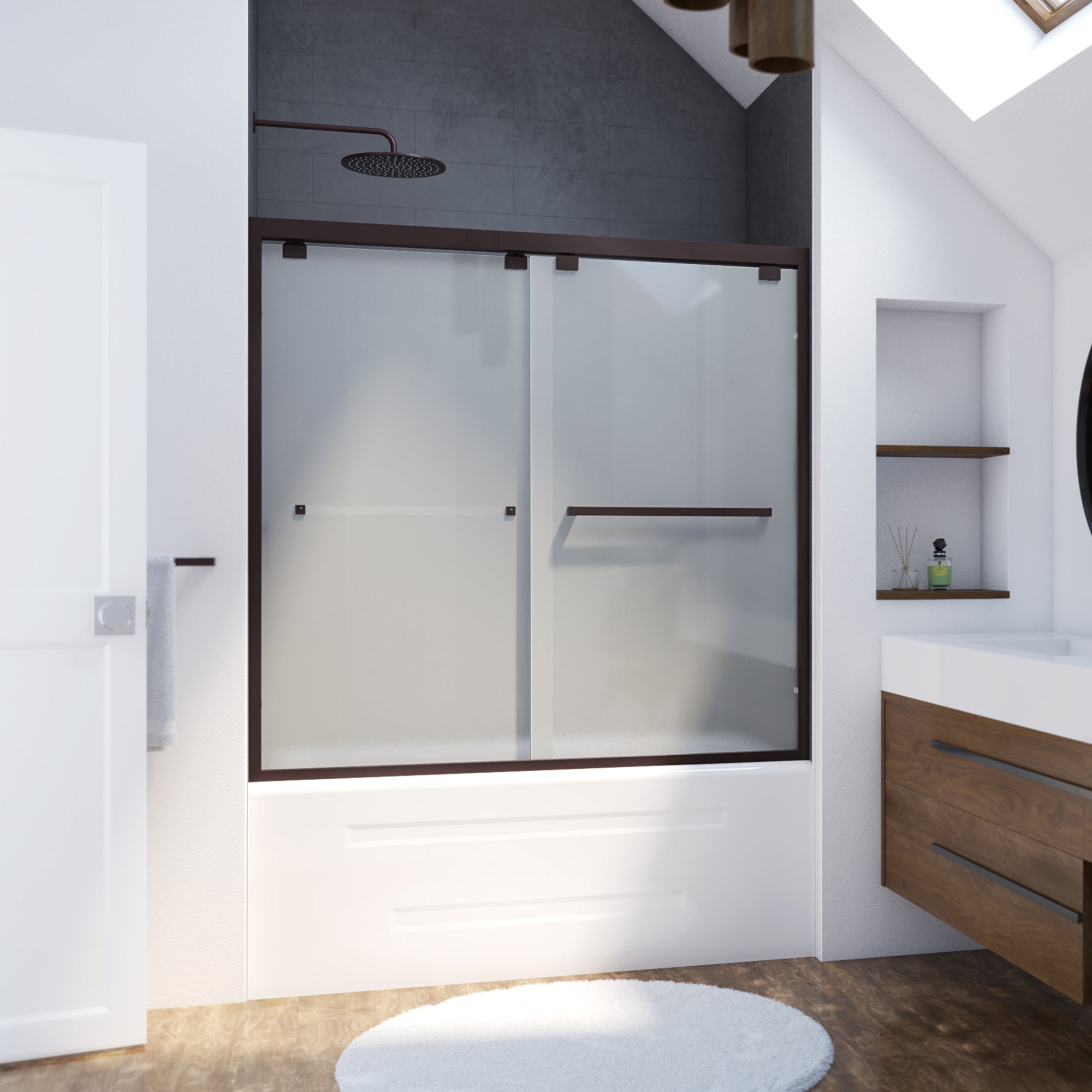 DreamLine Encore 56-60" W Bypass Sliding Tub Door with Frosted Glass