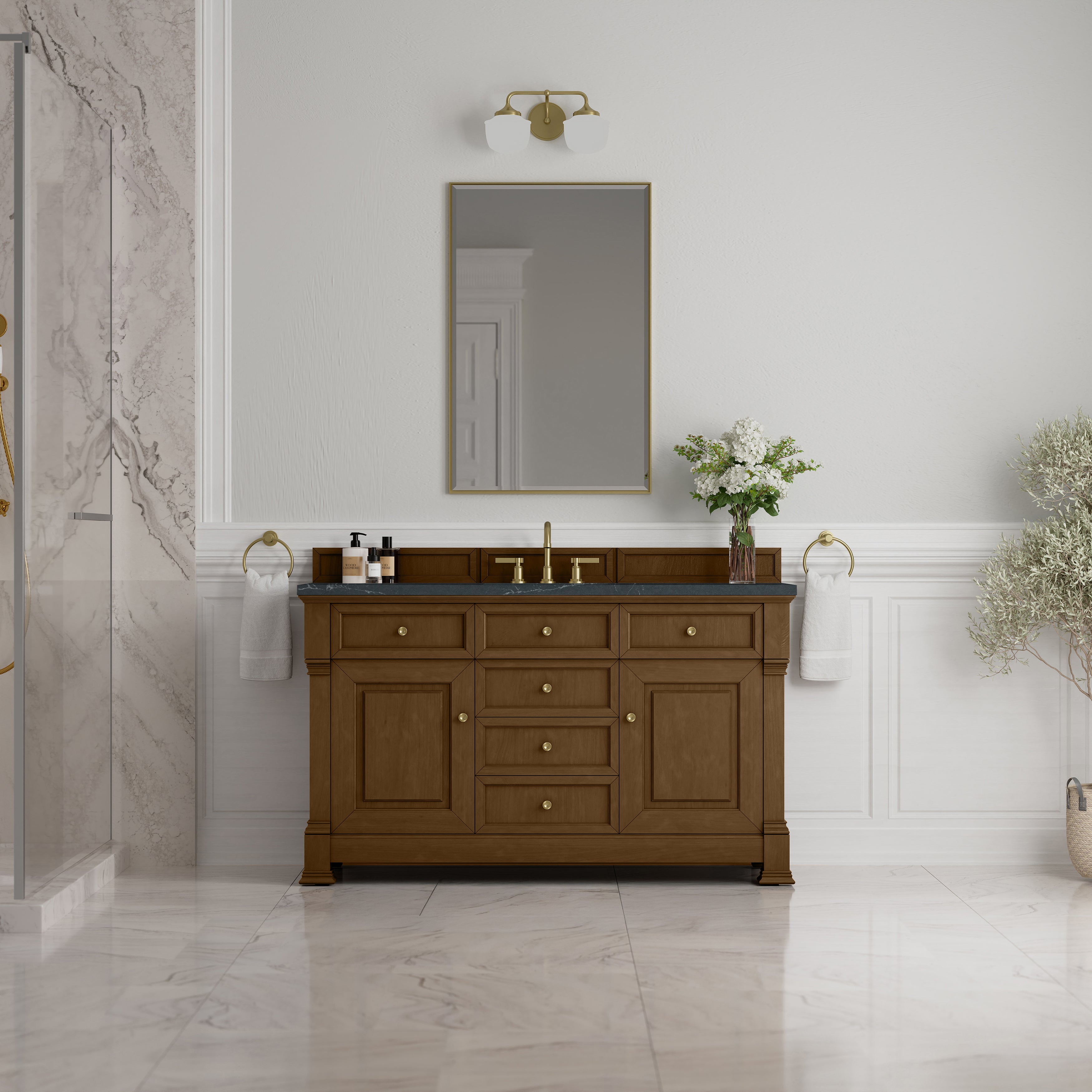James Martin Brookfield 60" Single Vanity in Honey Oak with 3cm Countertop
