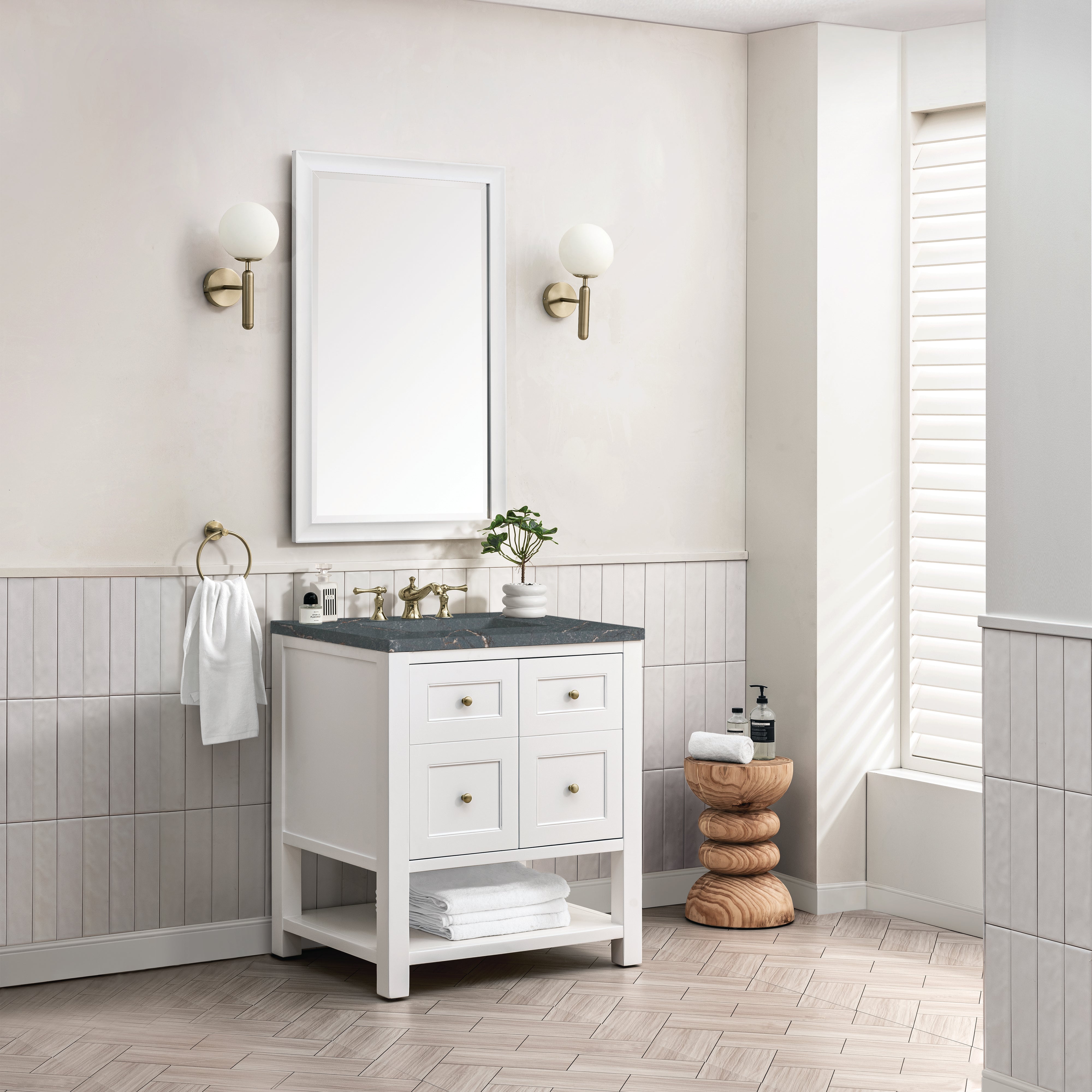 James Martin Breckenridge 30" Single Vanity in Bright White with 3cm Countertop
