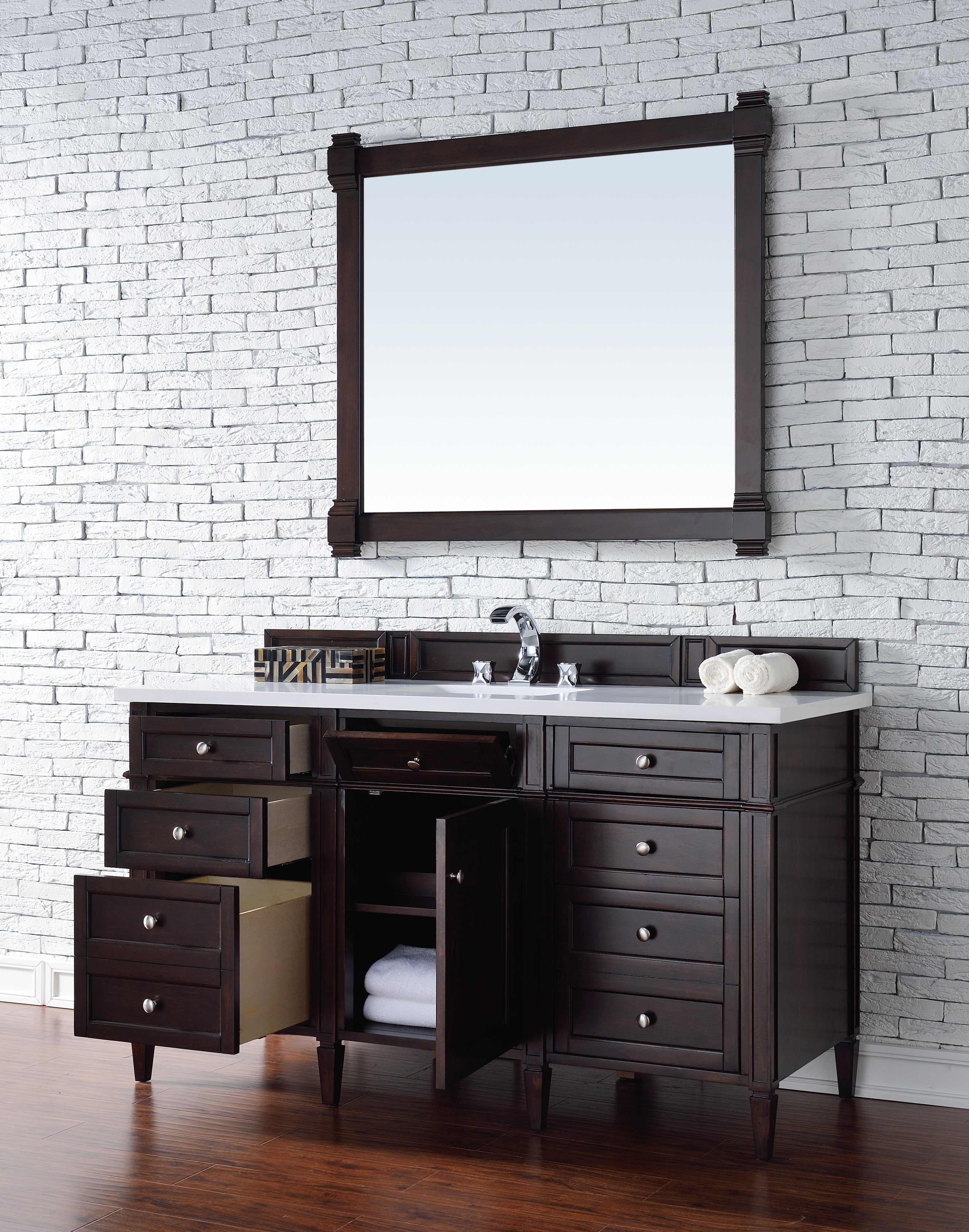 James Martin Brittany 60" Single Vanity in Burnished Mahogany with 3cm Countertop