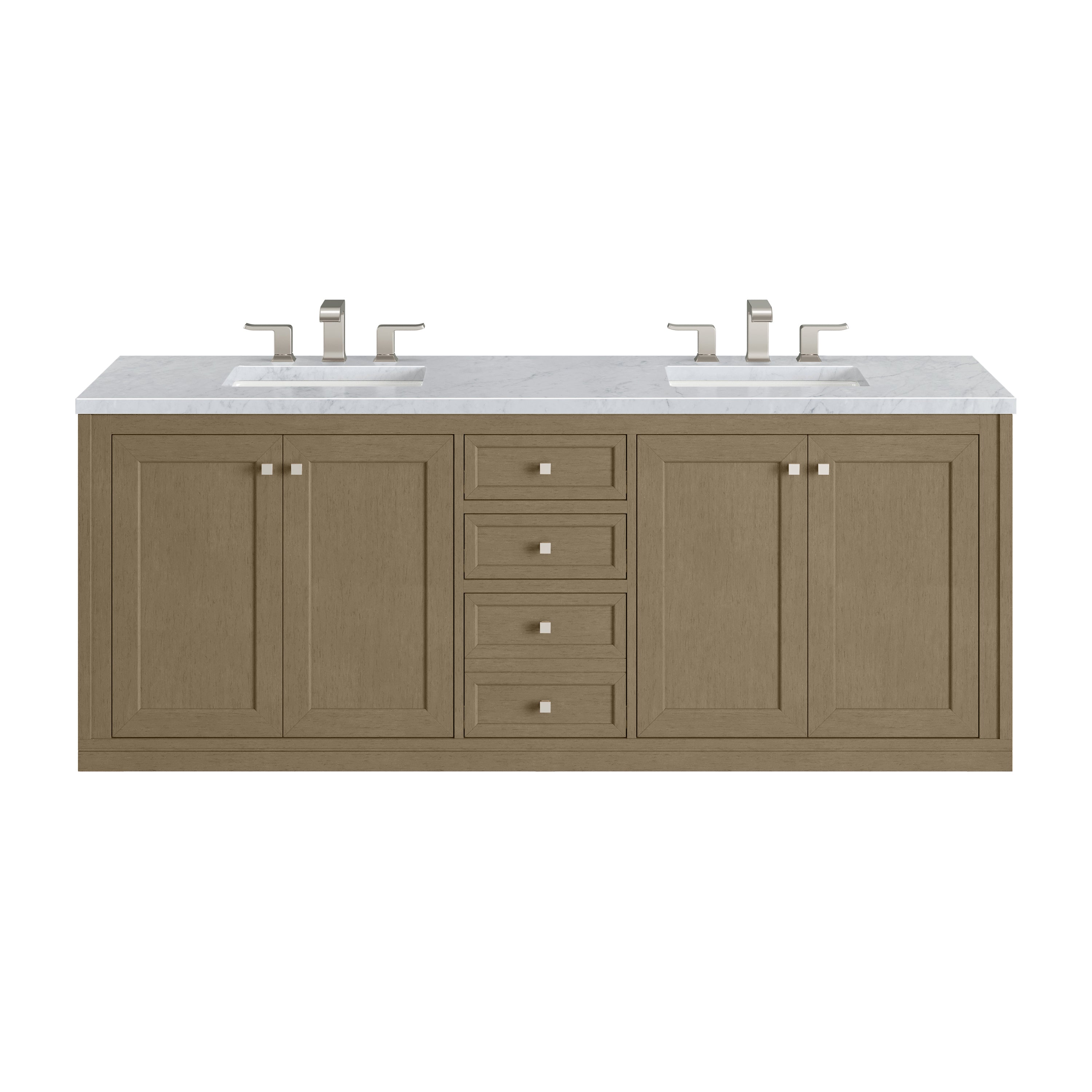 James Martin Chicago 72" Double Vanity in Walnut Whisper with 3cm Countertop