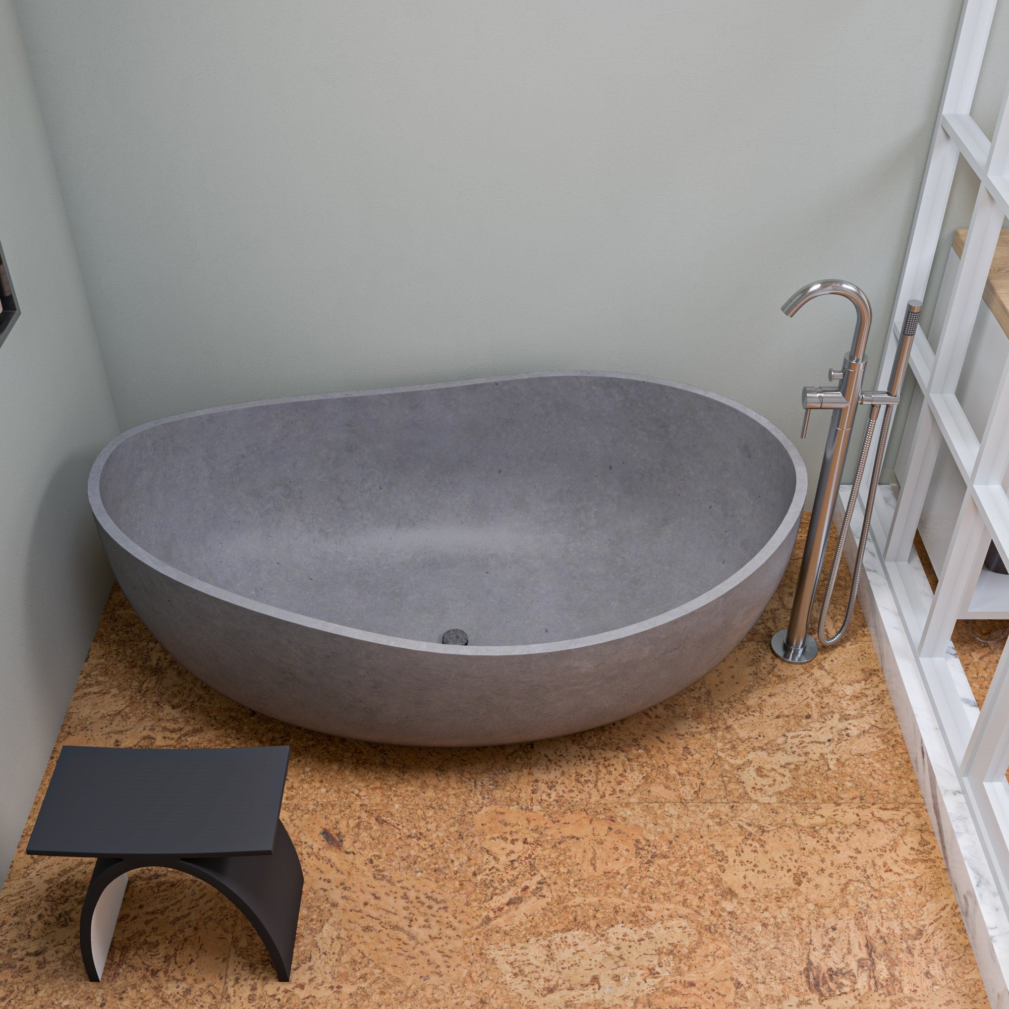 ALFI brand AB2534 Single Lever Floor Mounted Tub Filler Mixer w Hand Held Shower Head
