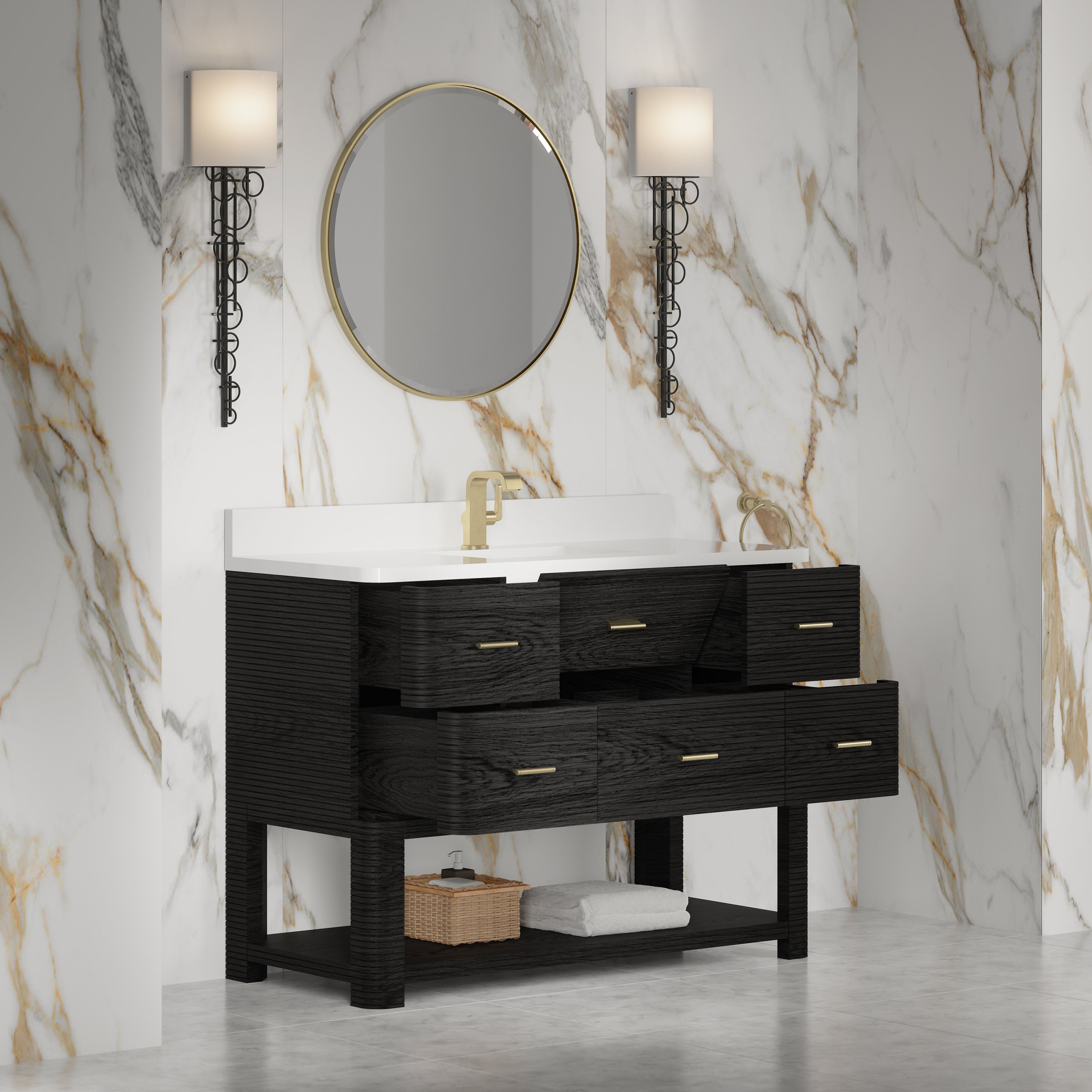 James Martin Lucian 48" Single Vanity in Carbon Oak with 3cm Countertop