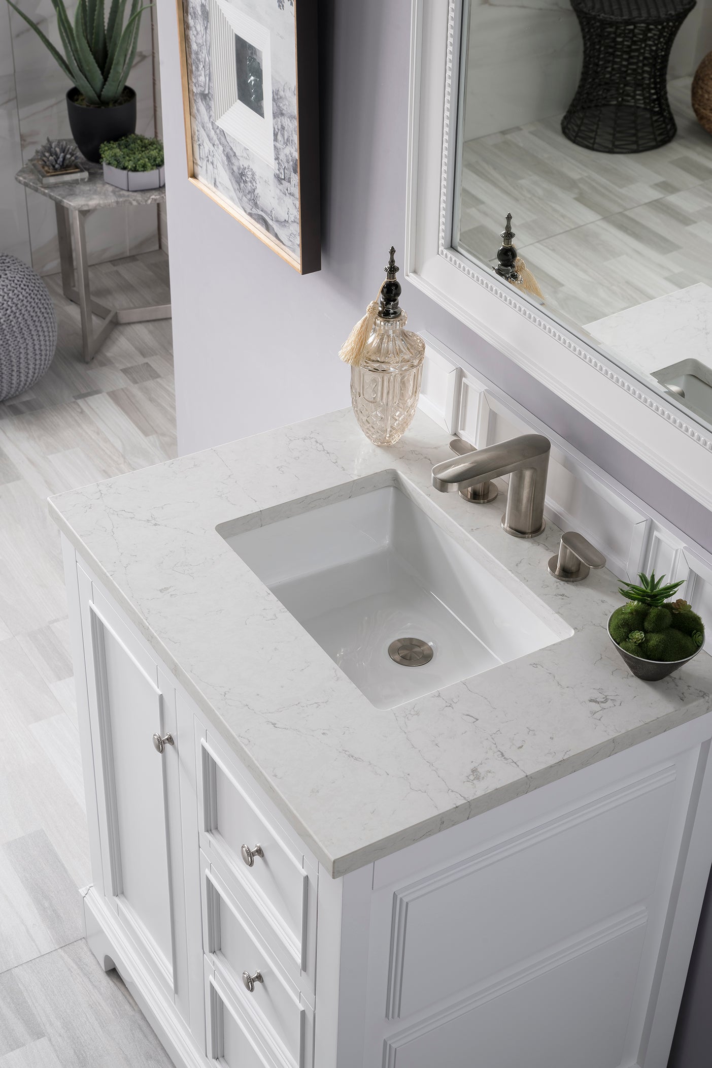 James Martin De Soto 30" Single Vanity in Bright White with 3cm Countertop