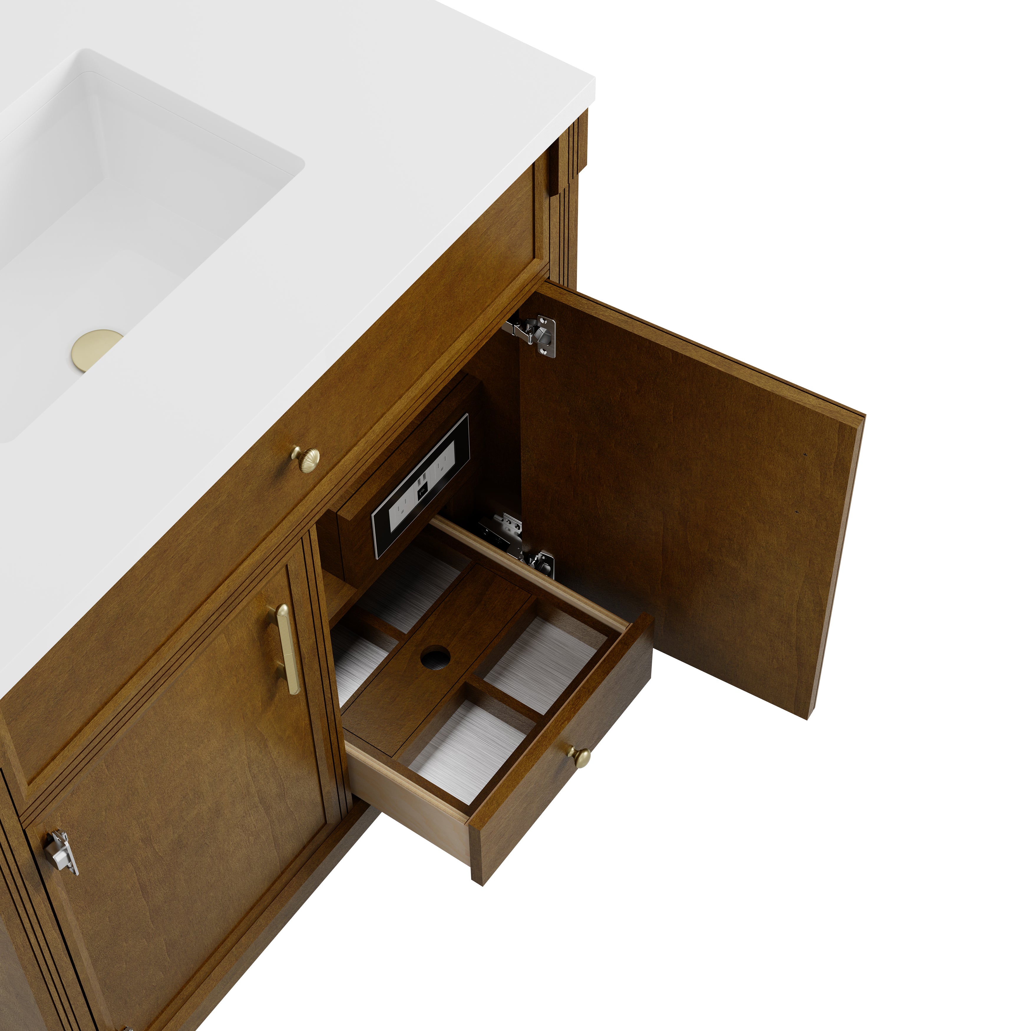 James Martin Bellshire 96" Dual Vanity Set with 24" Make-Up Counter in Honey Oak with 3cm Countertop