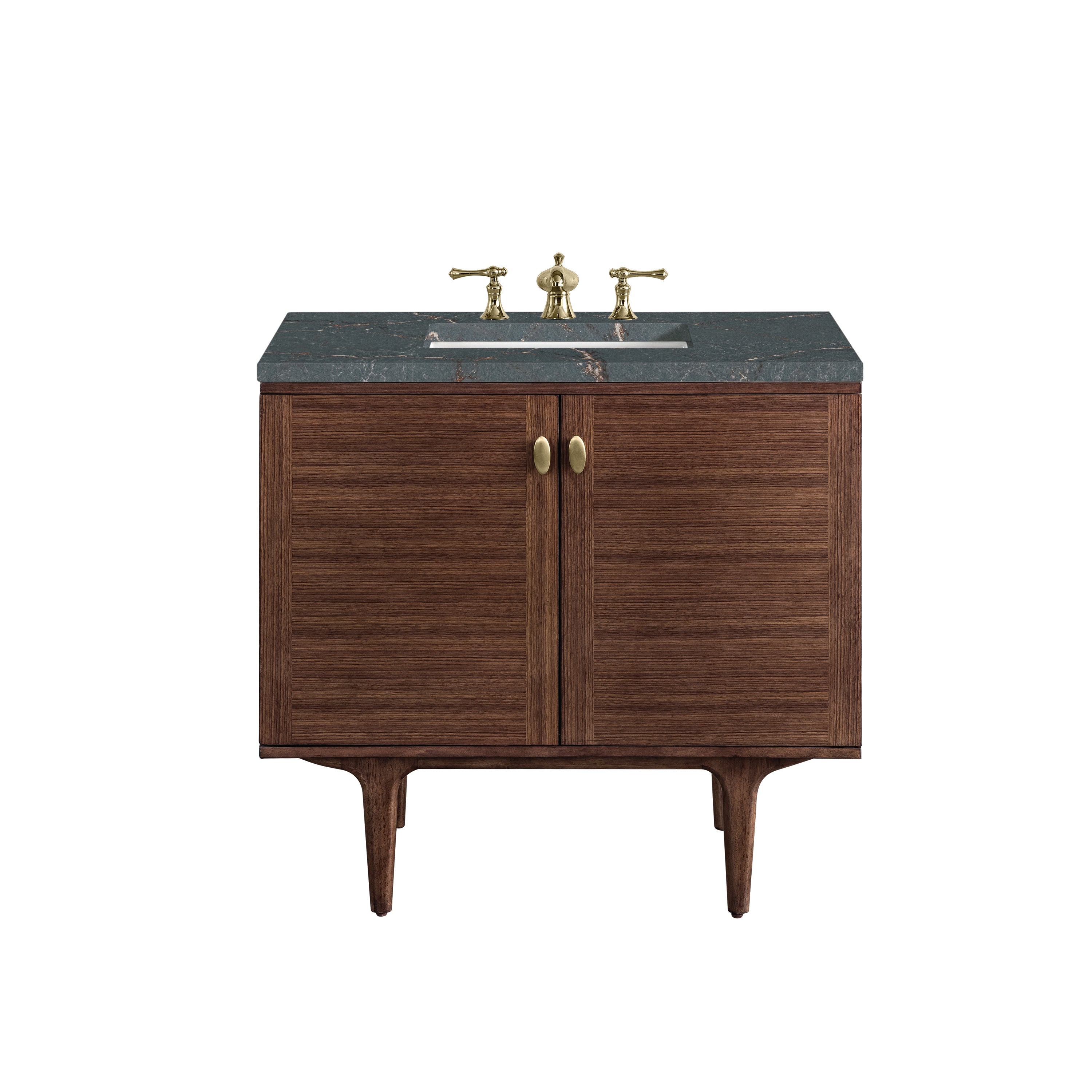 James Martin Amberly 36" Single Vanity in Mid-Century Walnut with 3cm Countertop