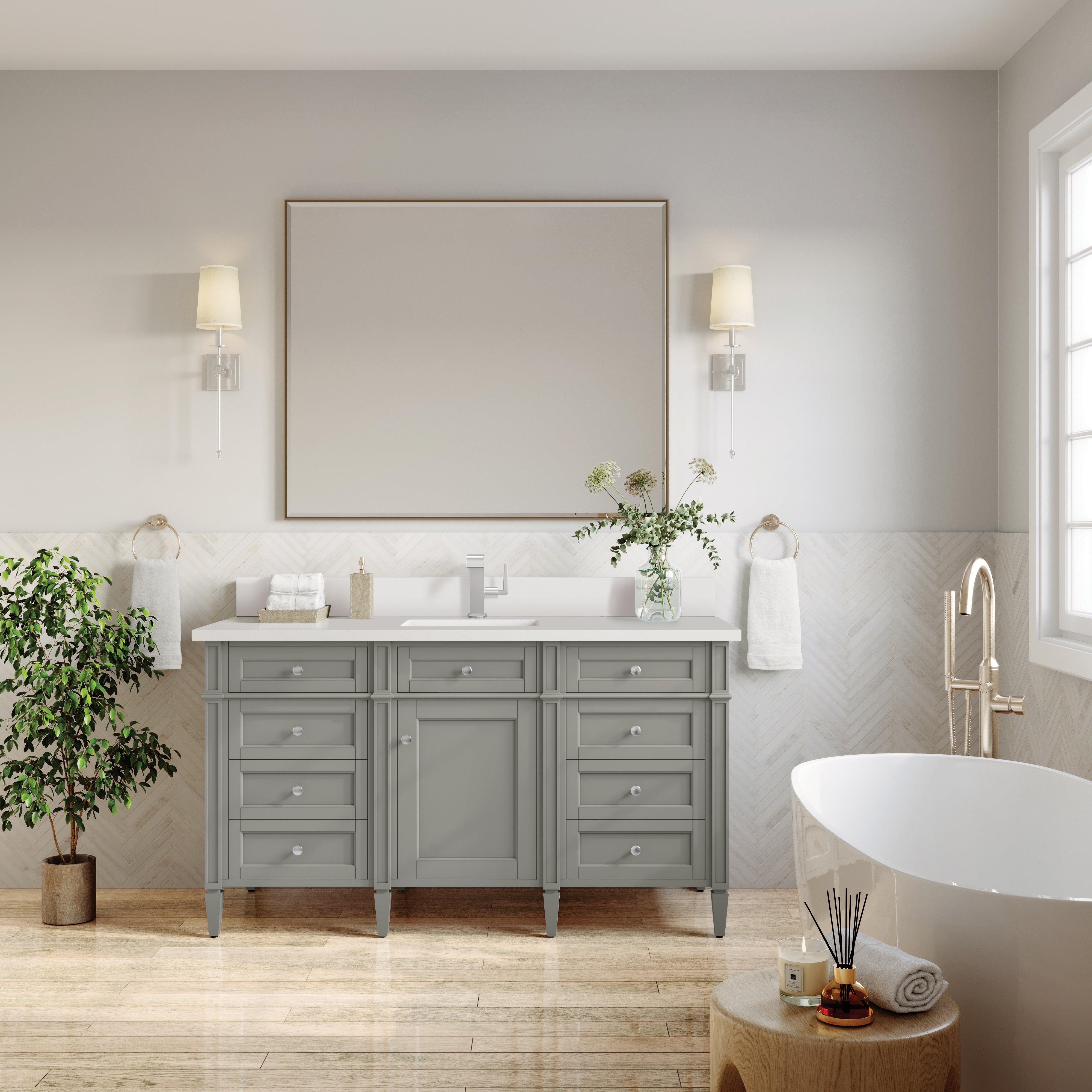 James Martin Brittany 60" Single Vanity in Urban Gray with 3cm Countertop