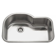 Houzer Medallion Designer 32" Stainless Steel Undermount Offset Single Bowl Kitchen Sink with Strainer