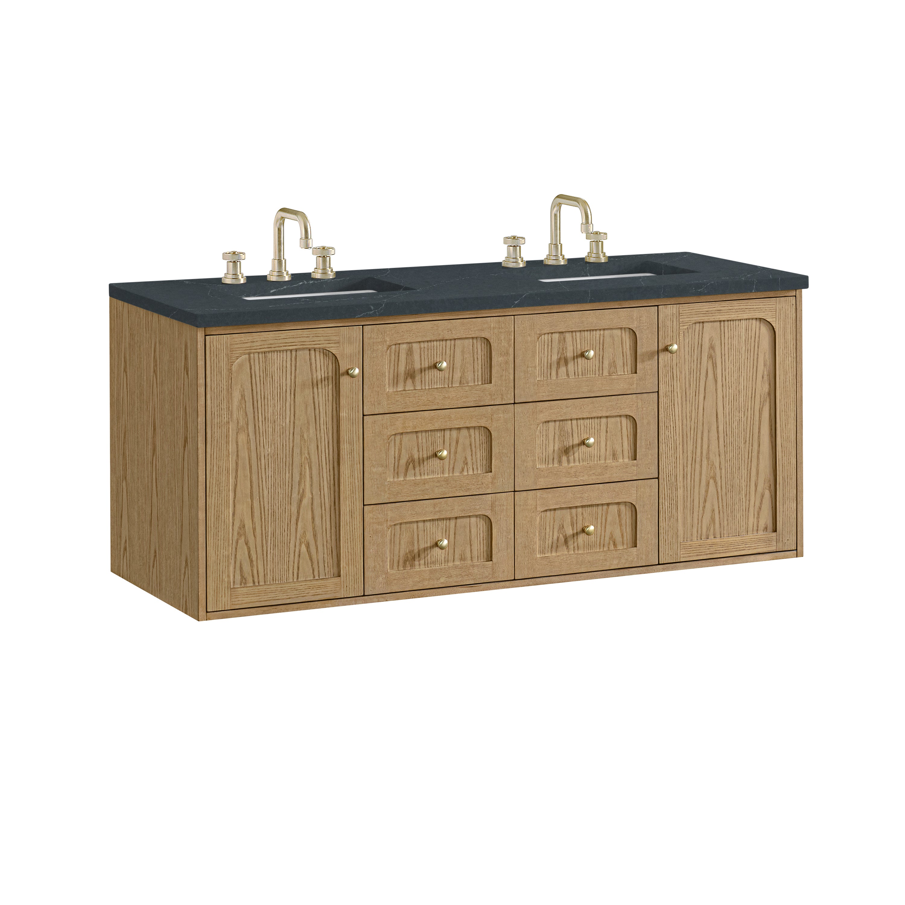 James Martin Laurent 60" Double Vanity in Light Natural Oak with 3cm Countertop