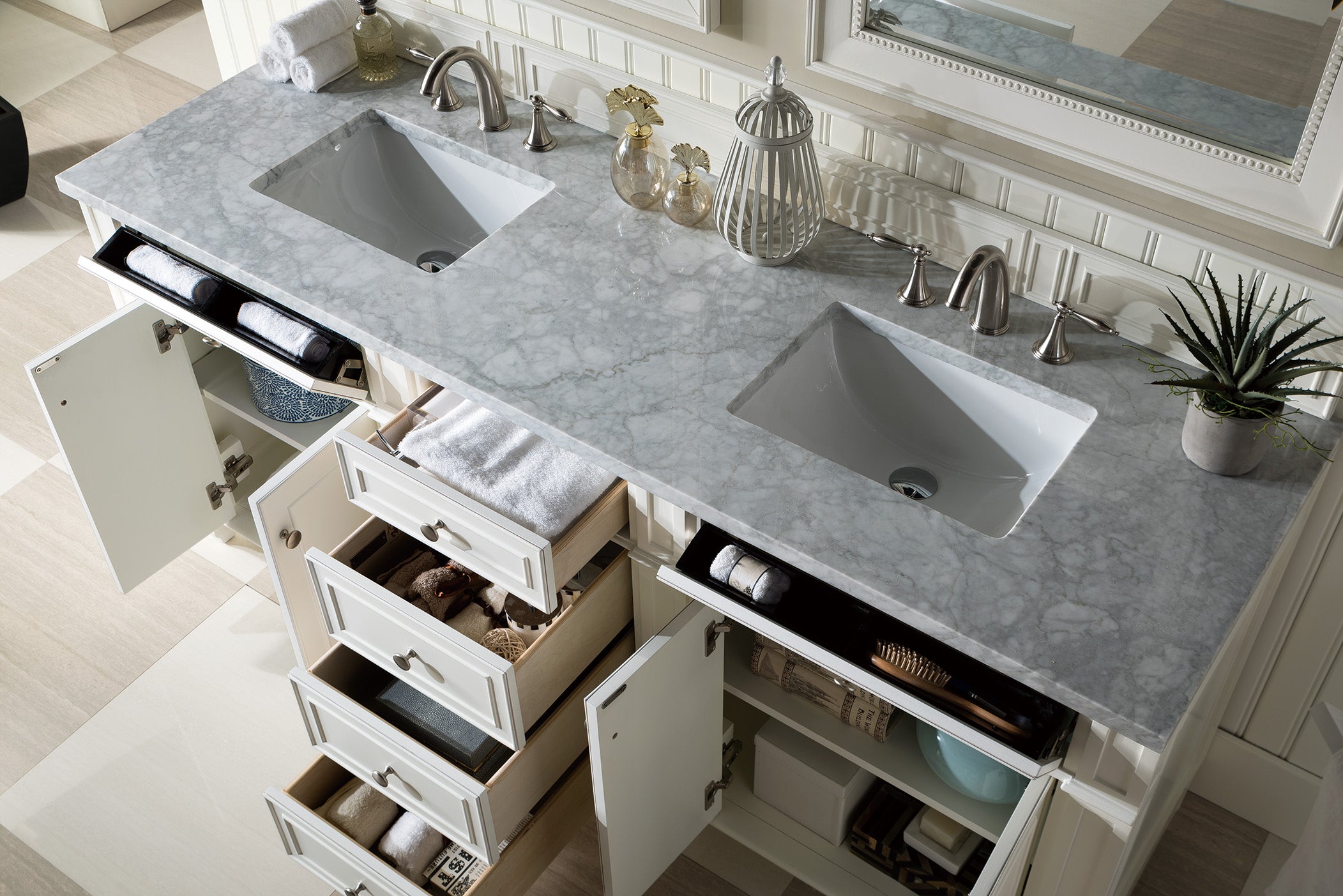 James Martin Bristol 72" Double Vanity in Bright White with 3cm Countertop