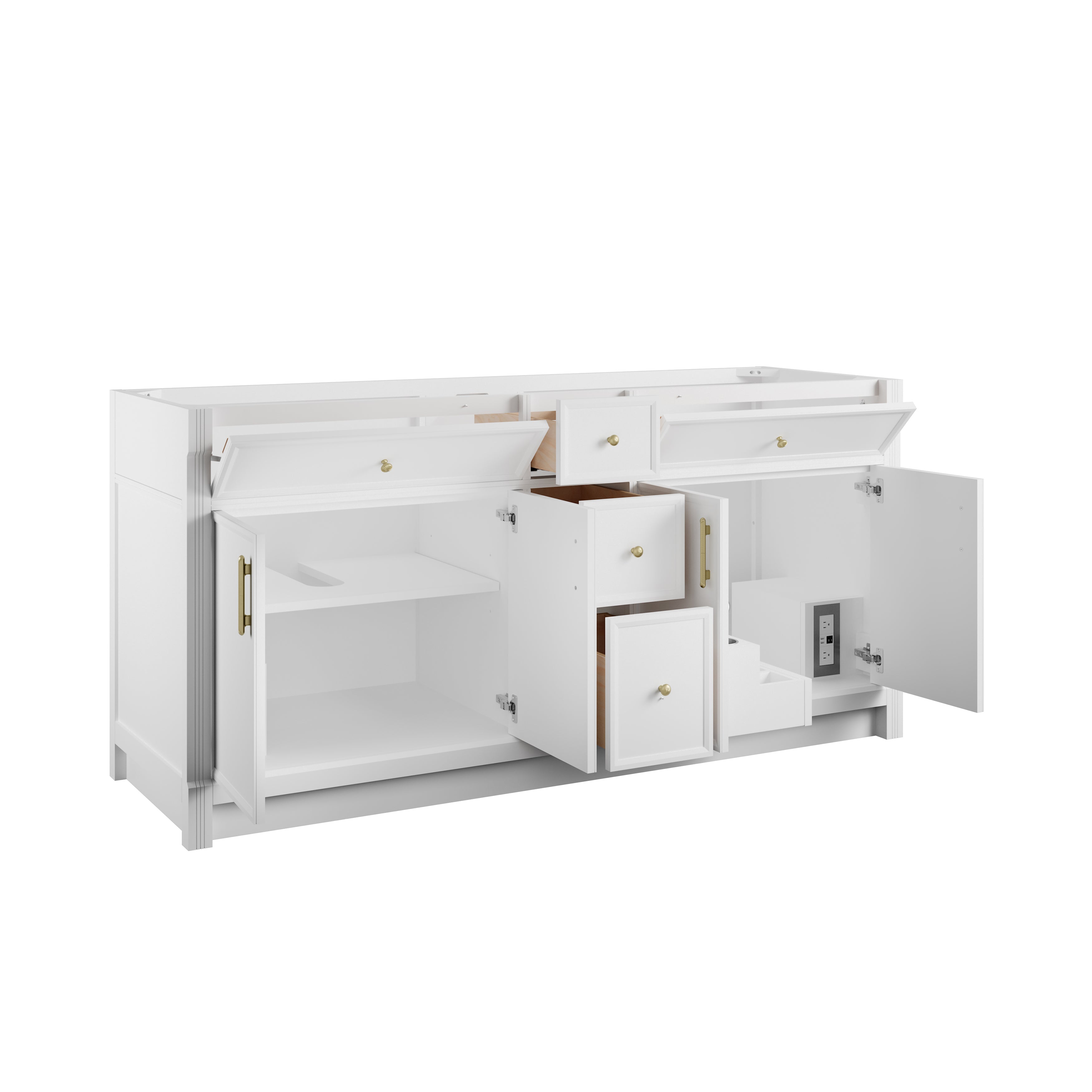 James Martin Bellshire 72" Double Vanity in Bright White with 3cm Countertop and FreePower Wireless Charger