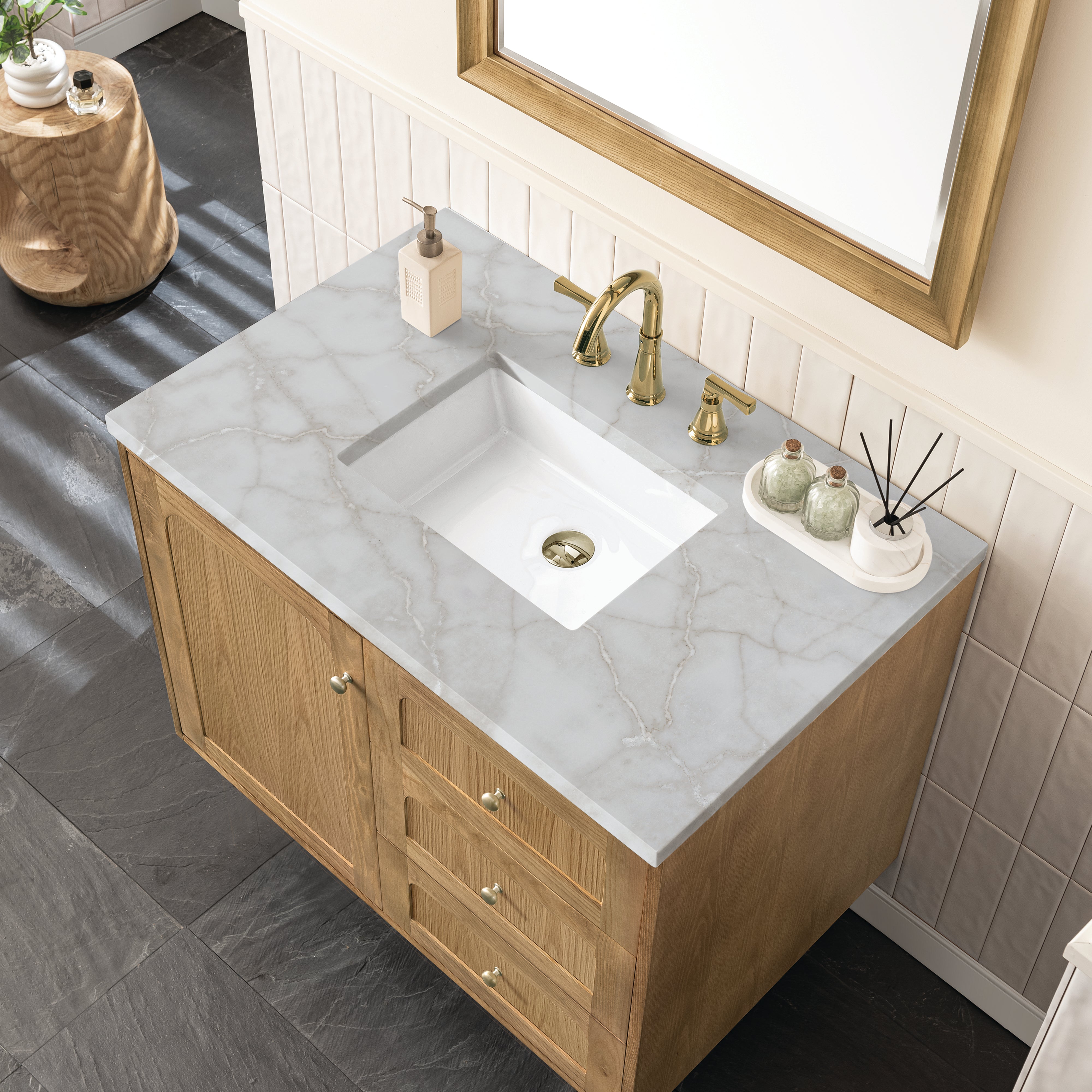 James Martin Laurent 36" Single Vanity in Light Natural Oak with 3cm Countertop