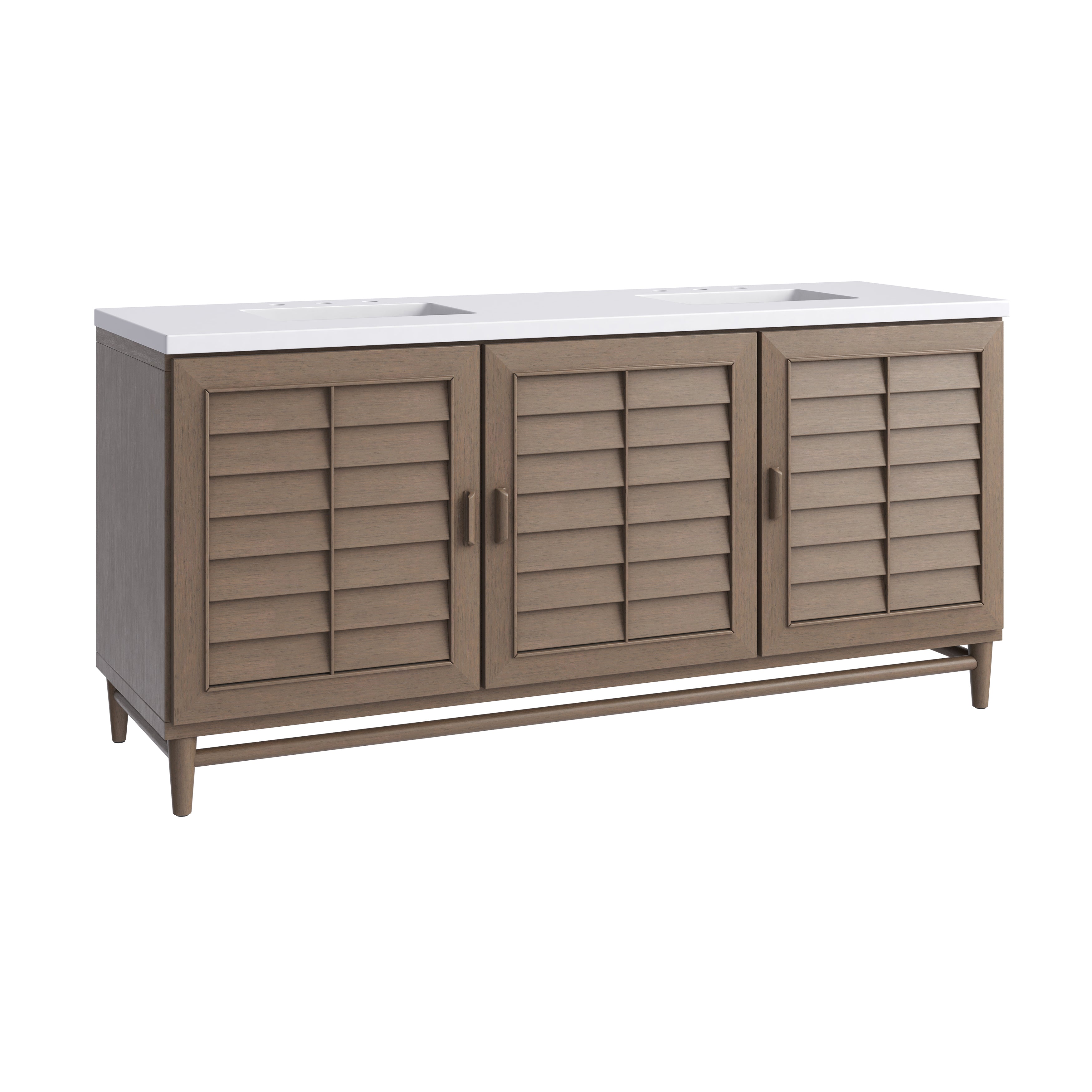 James Martin Portland 72" Double Vanity in Whitewashed Walnut with 3cm Countertop