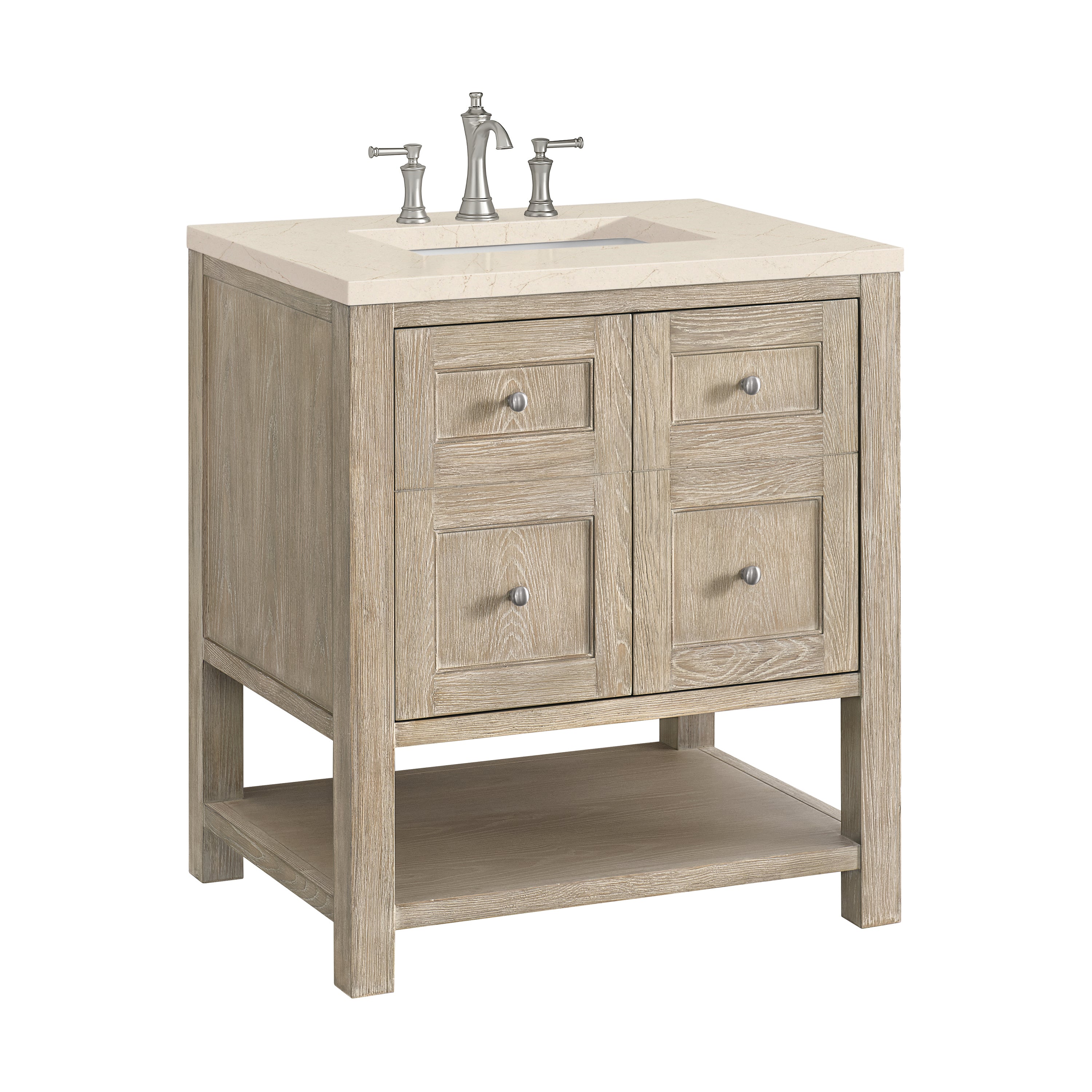 James Martin Breckenridge 30" Single Vanity in Whitewashed Oak with 3cm Countertop
