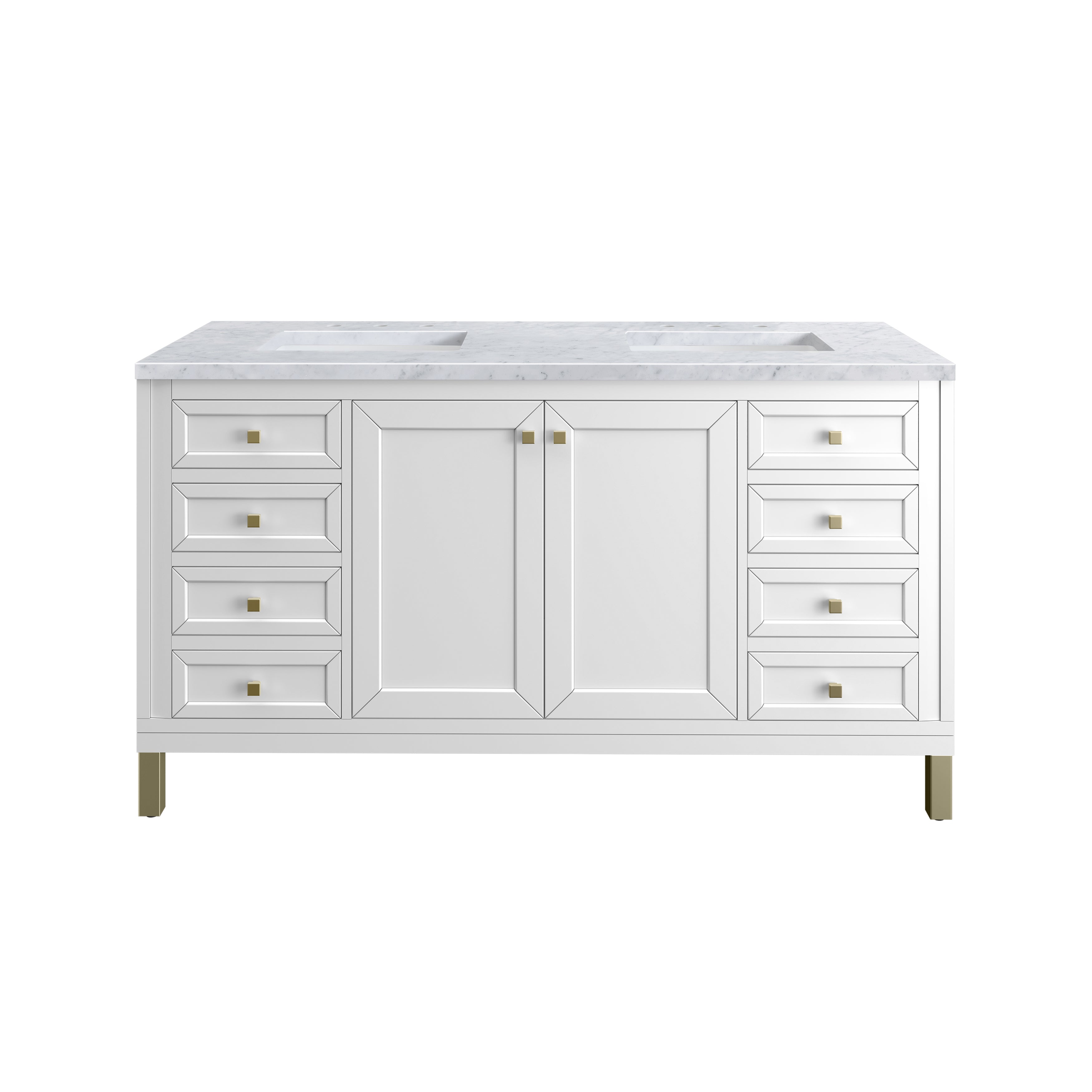 James Martin Chicago 60" Double Vanity in Glossy White with 3cm Countertop