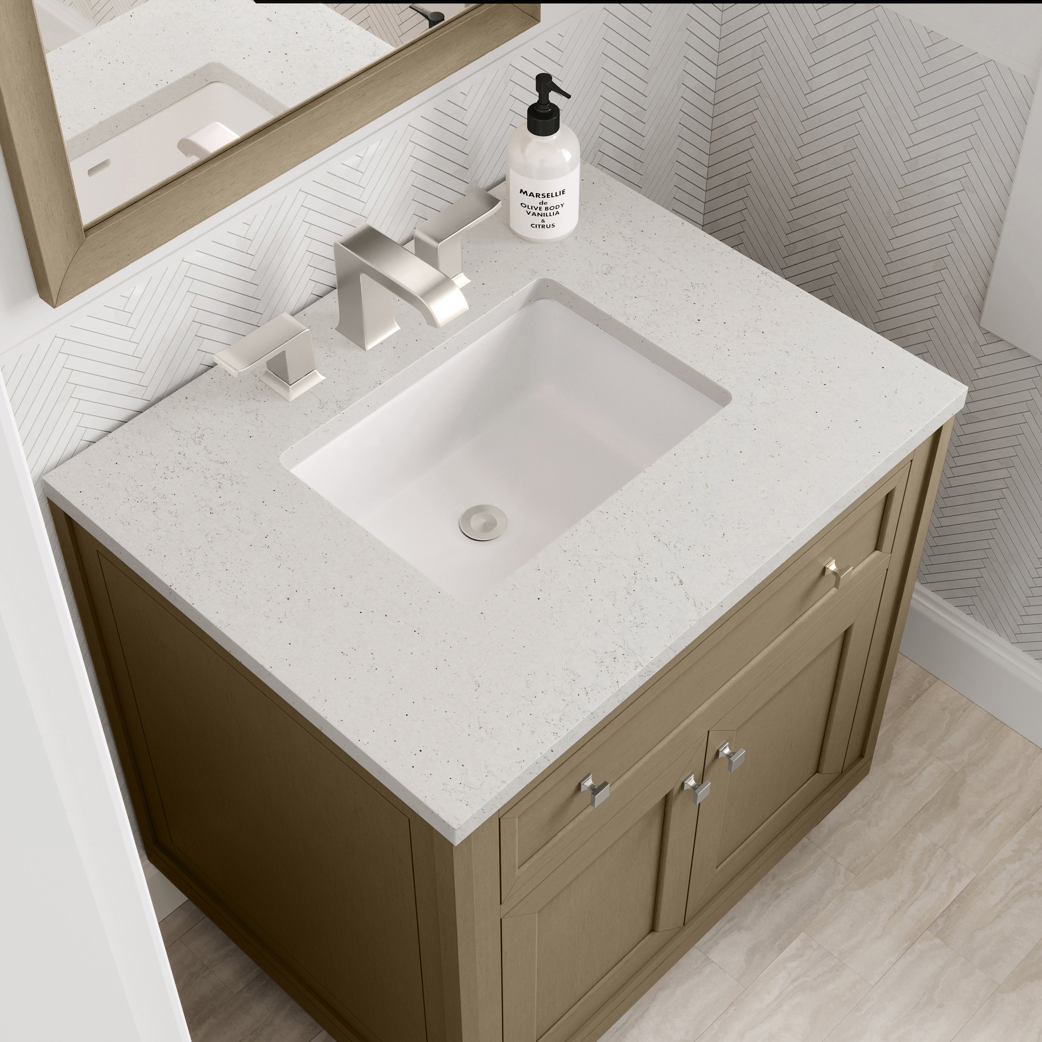 James Martin Chicago 30" Single Vanity in Walnut Whisper with 3cm Countertop
