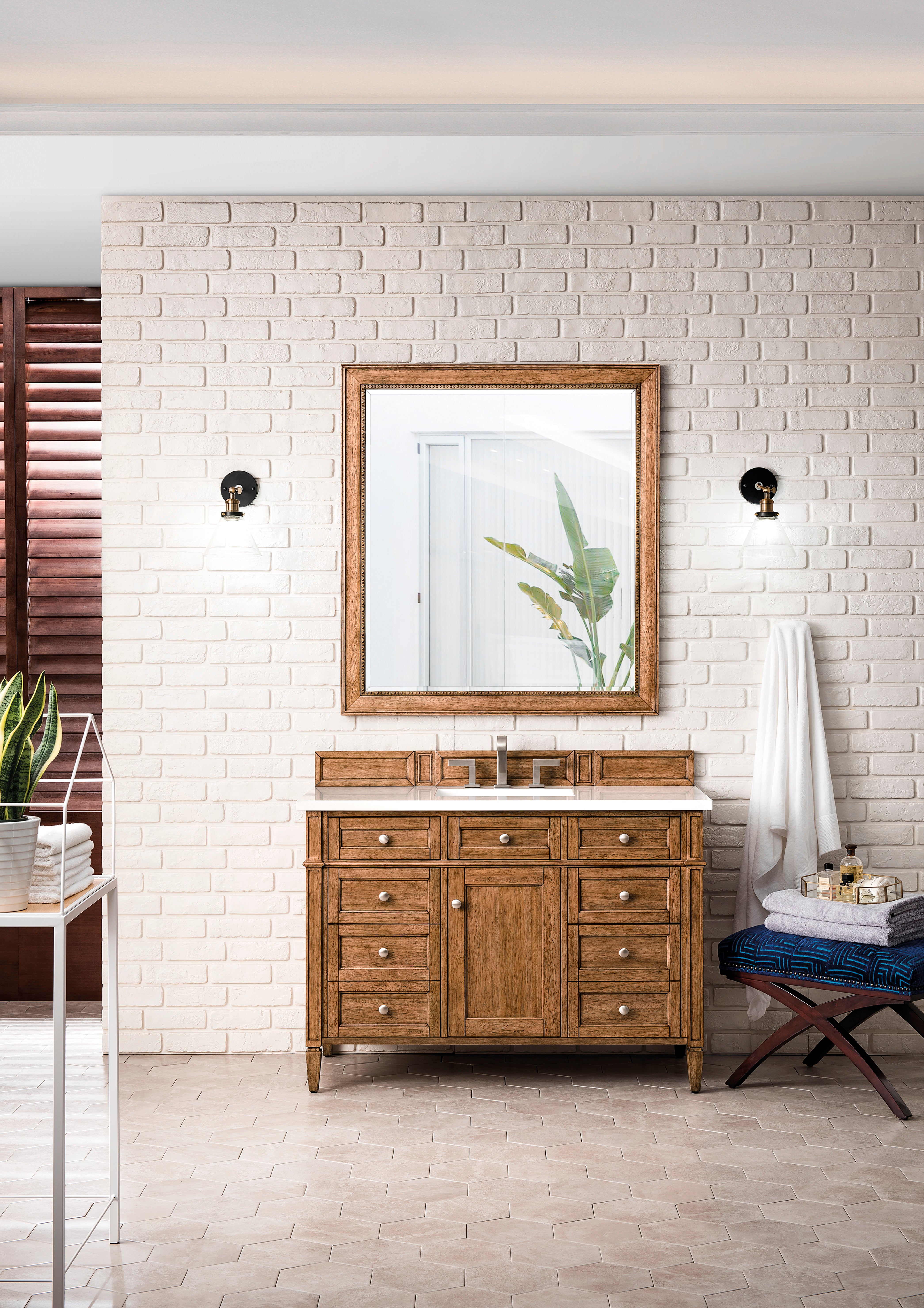 James Martin Brittany 48" Single Vanity in Saddle Brown with with 3cm Countertop