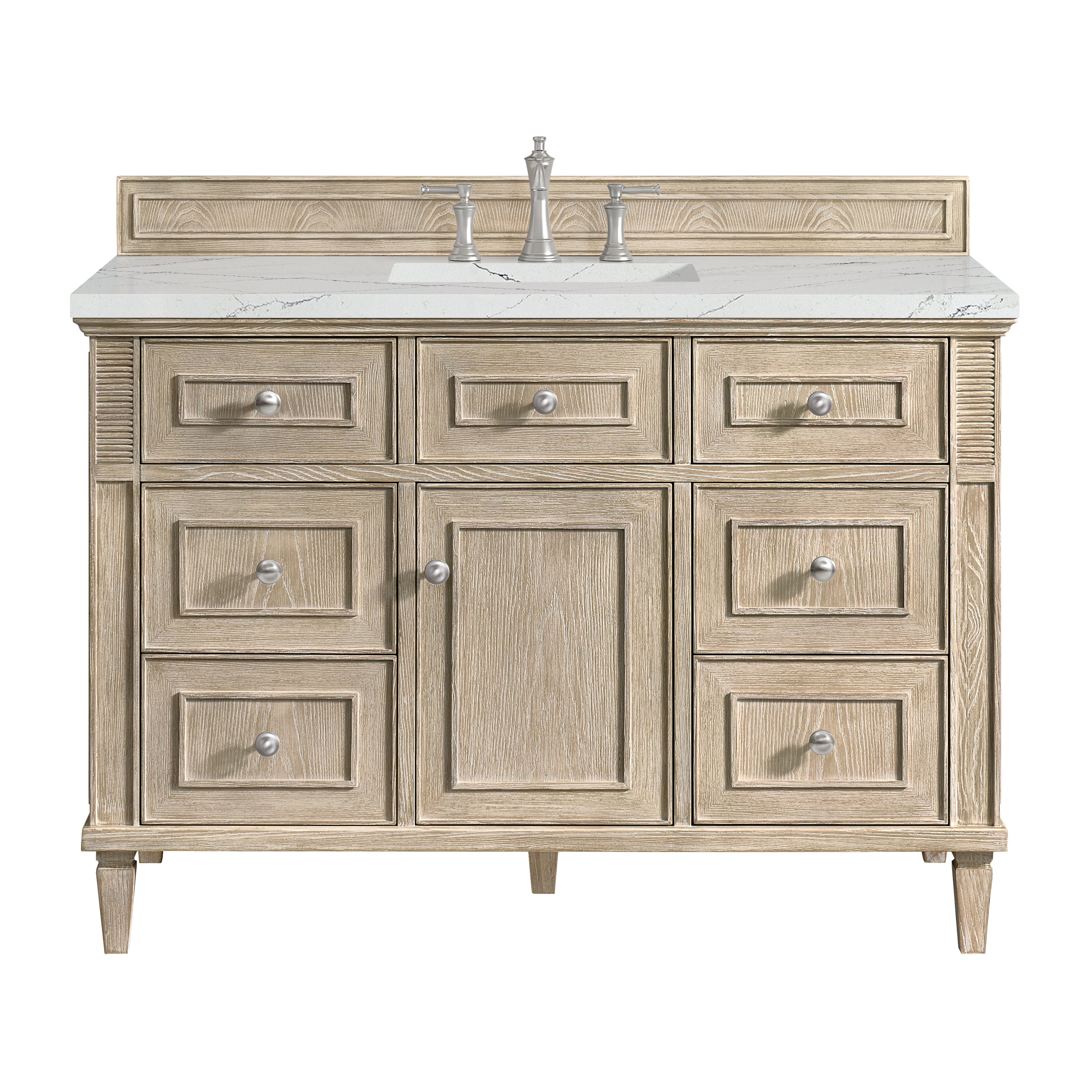 James Martin Lorelai 48" Single Vanity in Whitewashed Oak with 3cm Countertop and FreePower Wireless Charger