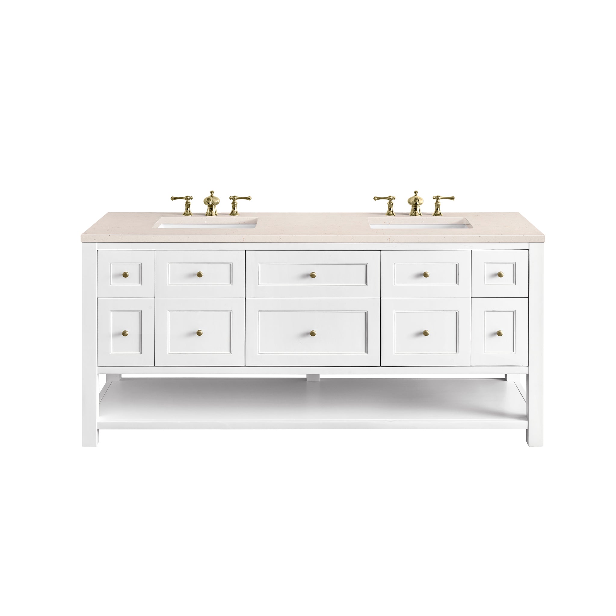 James Martin Breckenridge 72" Double Vanity in Bright White with 3cm Countertop
