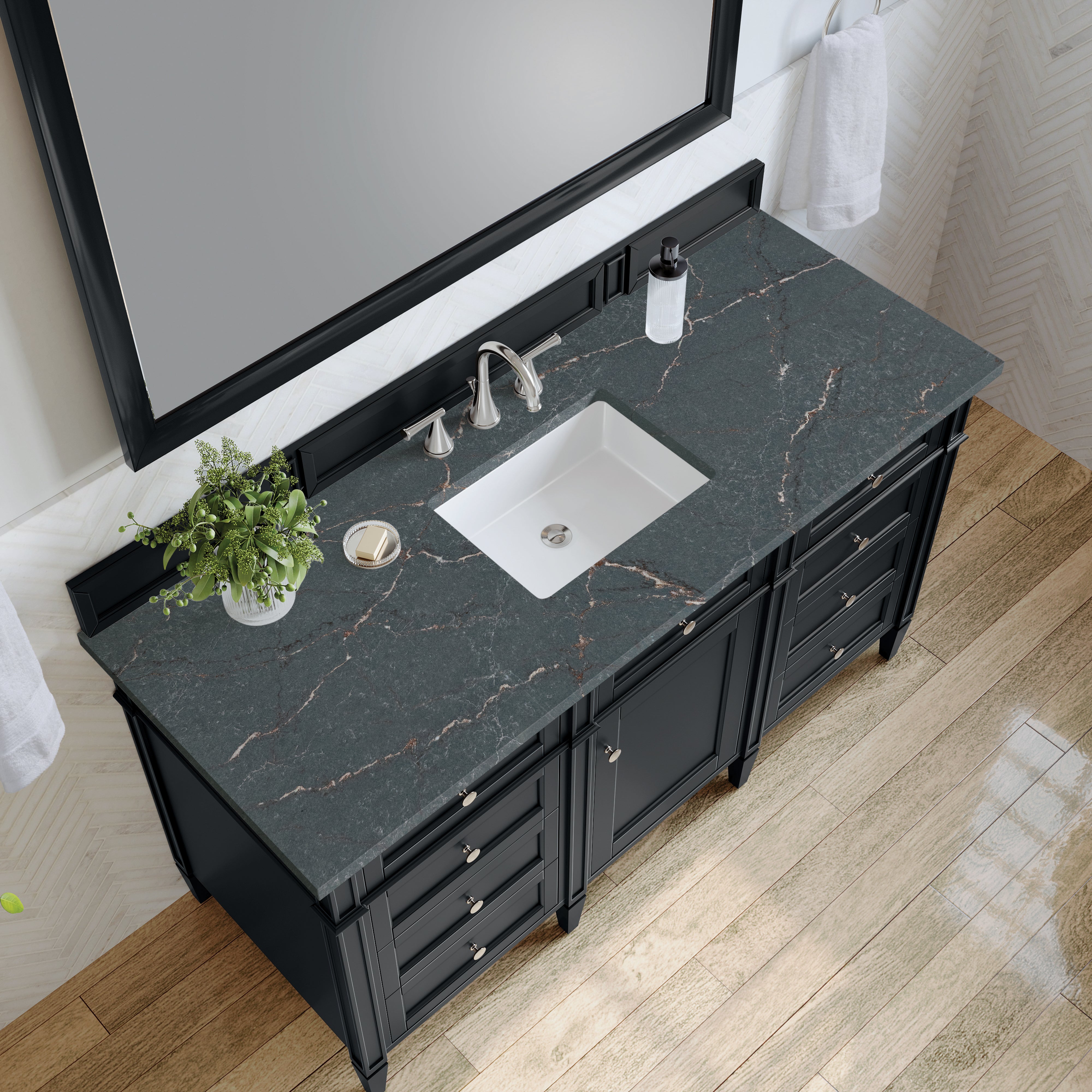 James Martin Brittany 60" Single Vanity in Black Onyx with 3cm Countertop