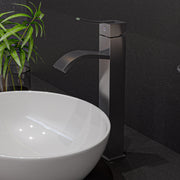 ALFI brand AB1158 Tall Square Body Curved Spout Single Lever Bathroom Faucet