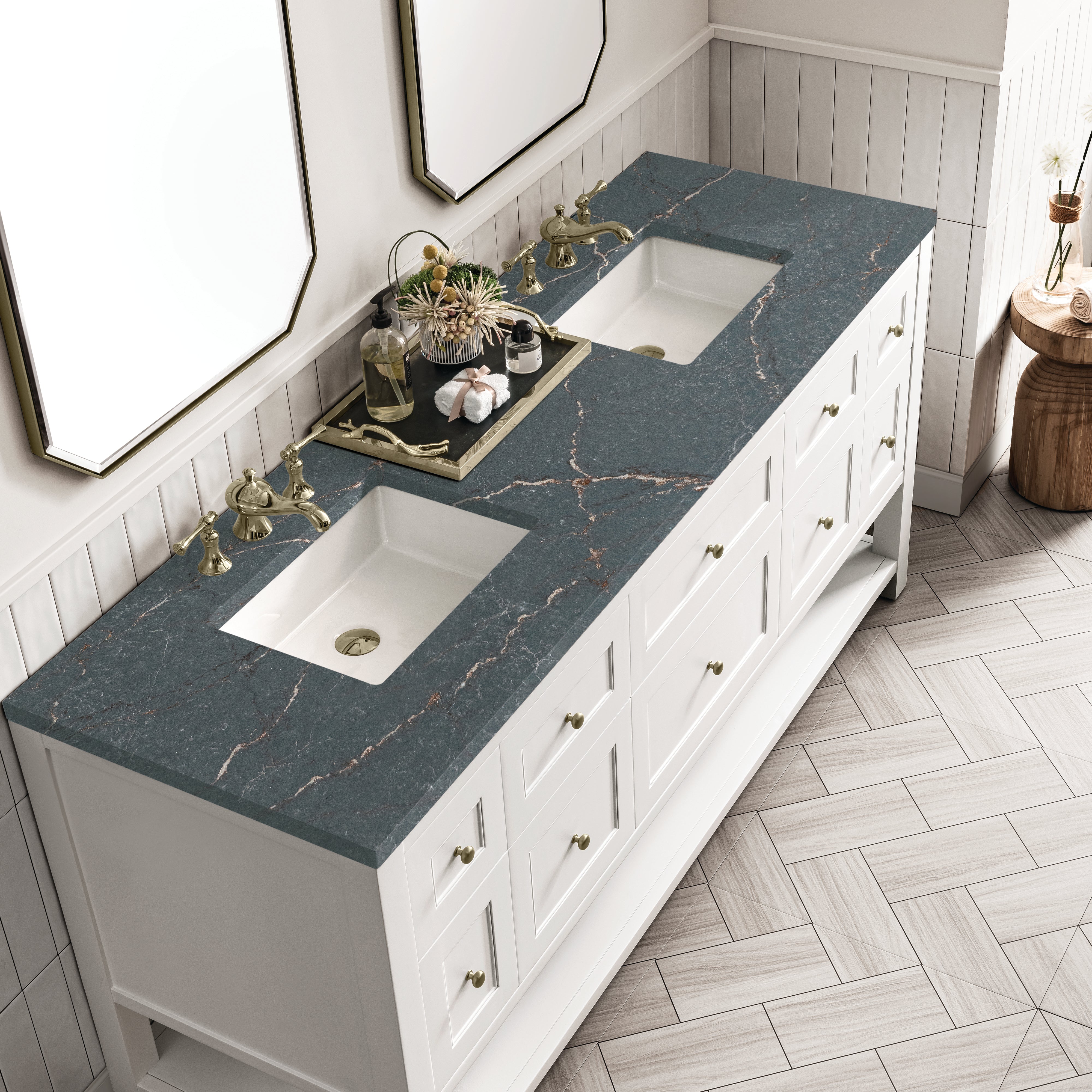 James Martin Breckenridge 72" Double Vanity in Bright White with 3cm Countertop