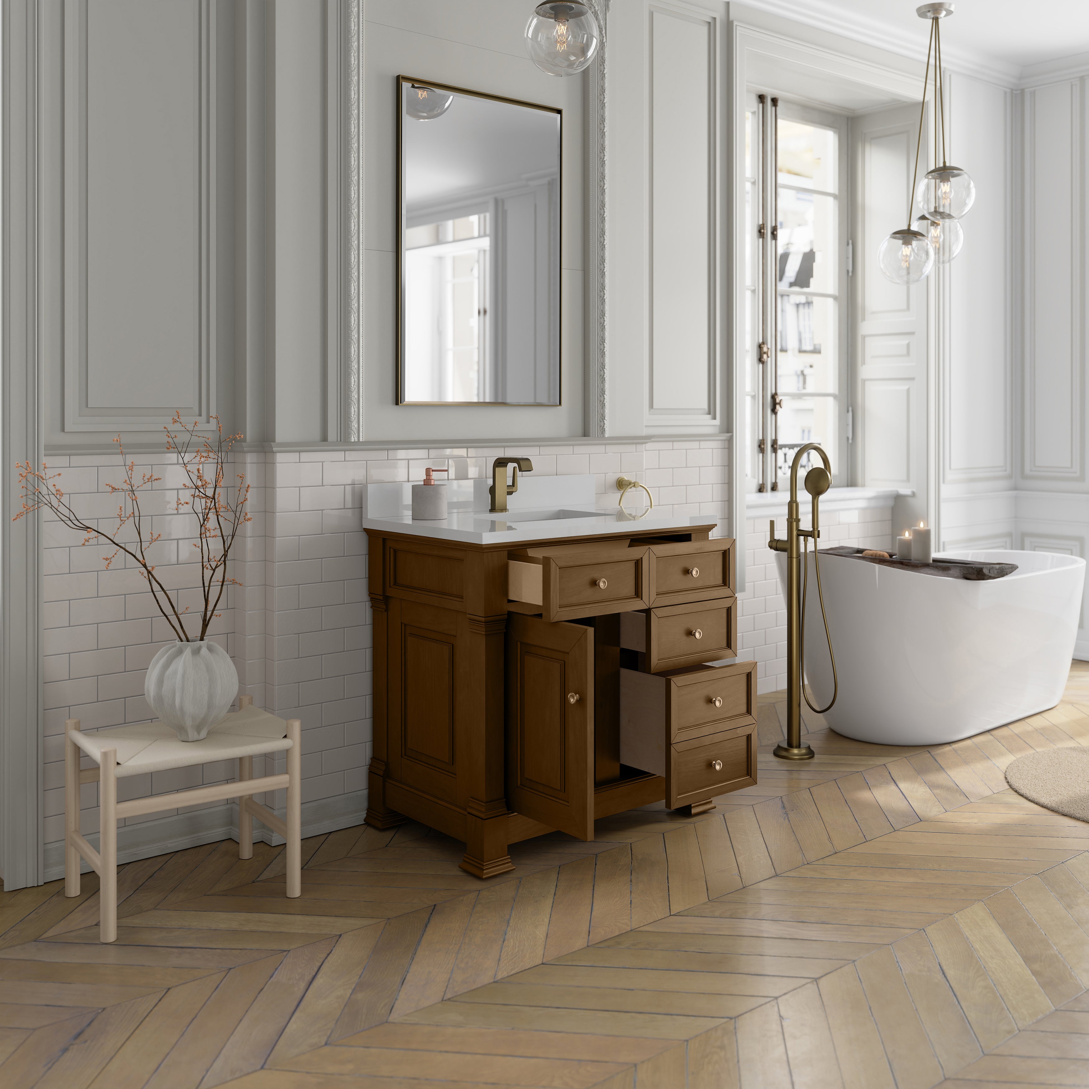 James Martin Brookfield 36" Single Vanity in Honey Oak with 3cm Countertop