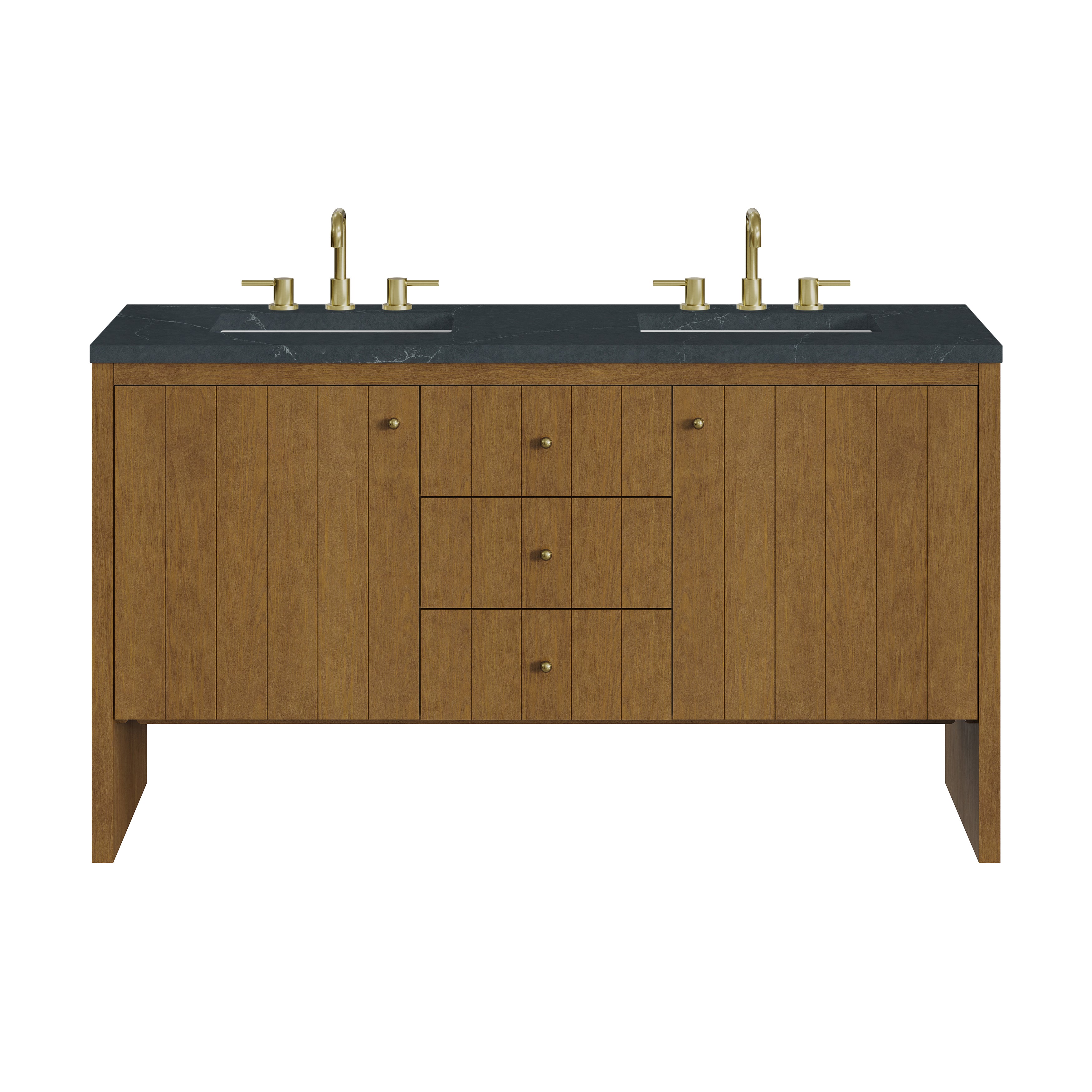 James Martin Hudson 60" Double Vanity in Honey Oak with 3cm Countertop