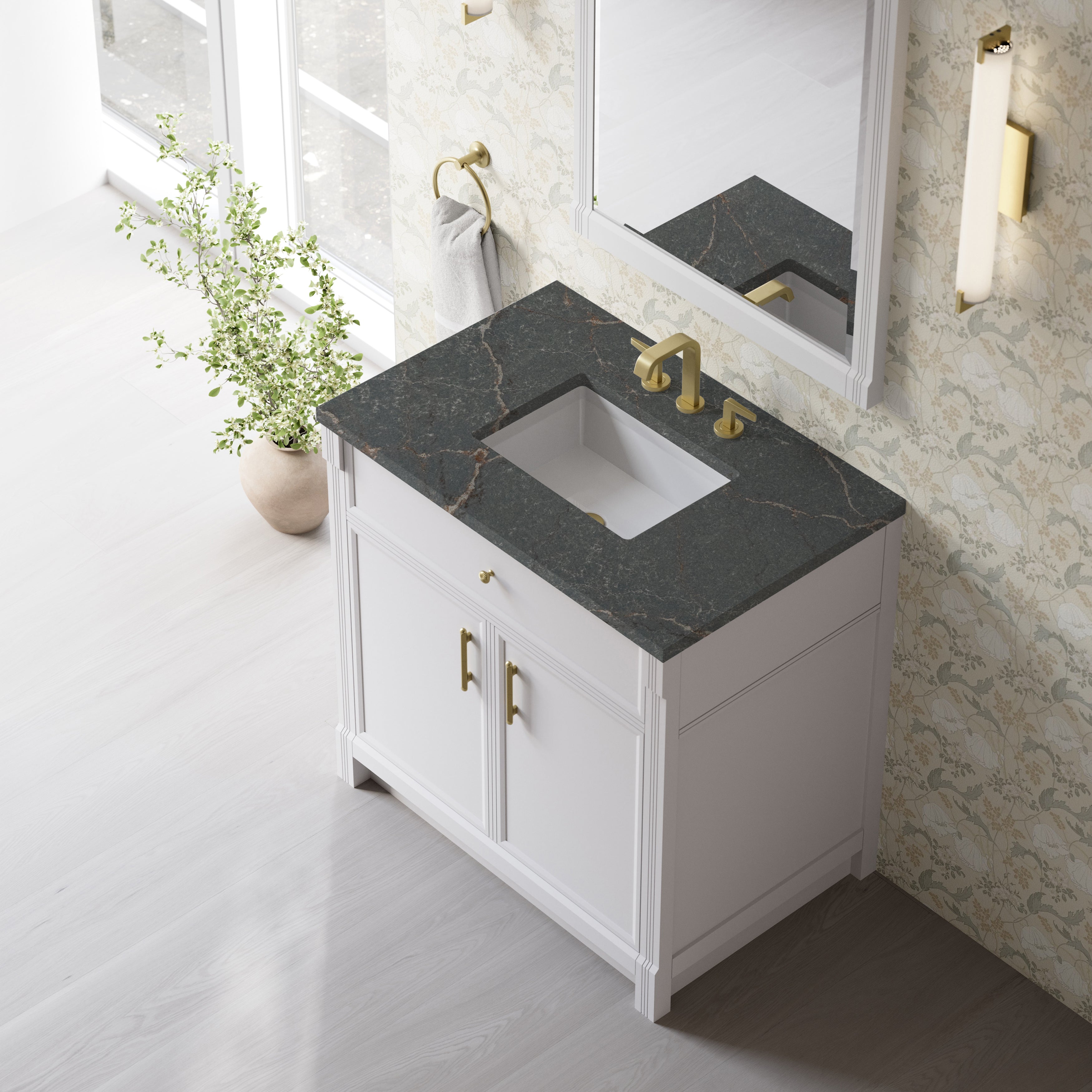 James Martin Bellshire 36" Single Vanity in Bright White with 3cm Countertop