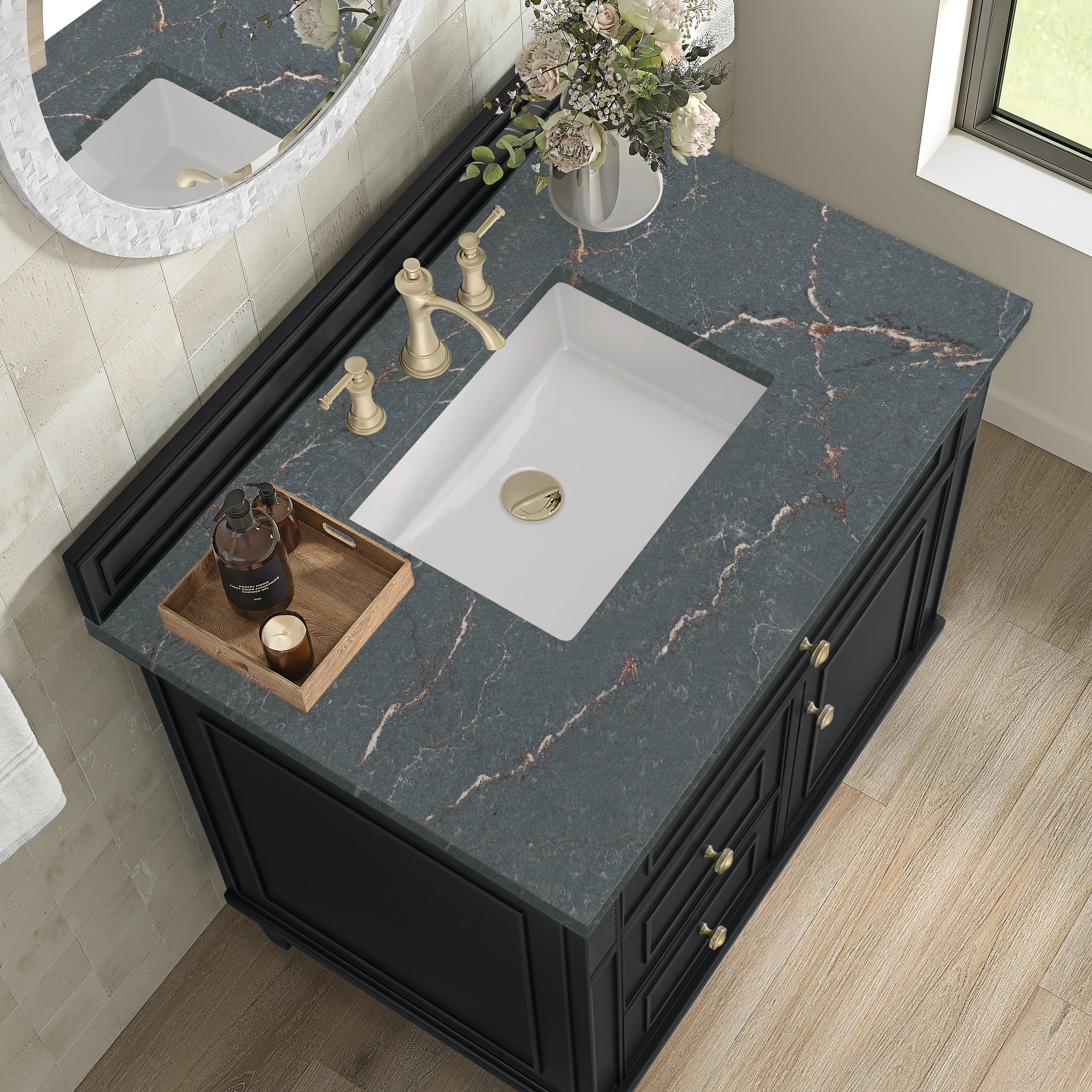 James Martin Lorelai 36" Single Vanity in Black Onyx with 3cm Countertop