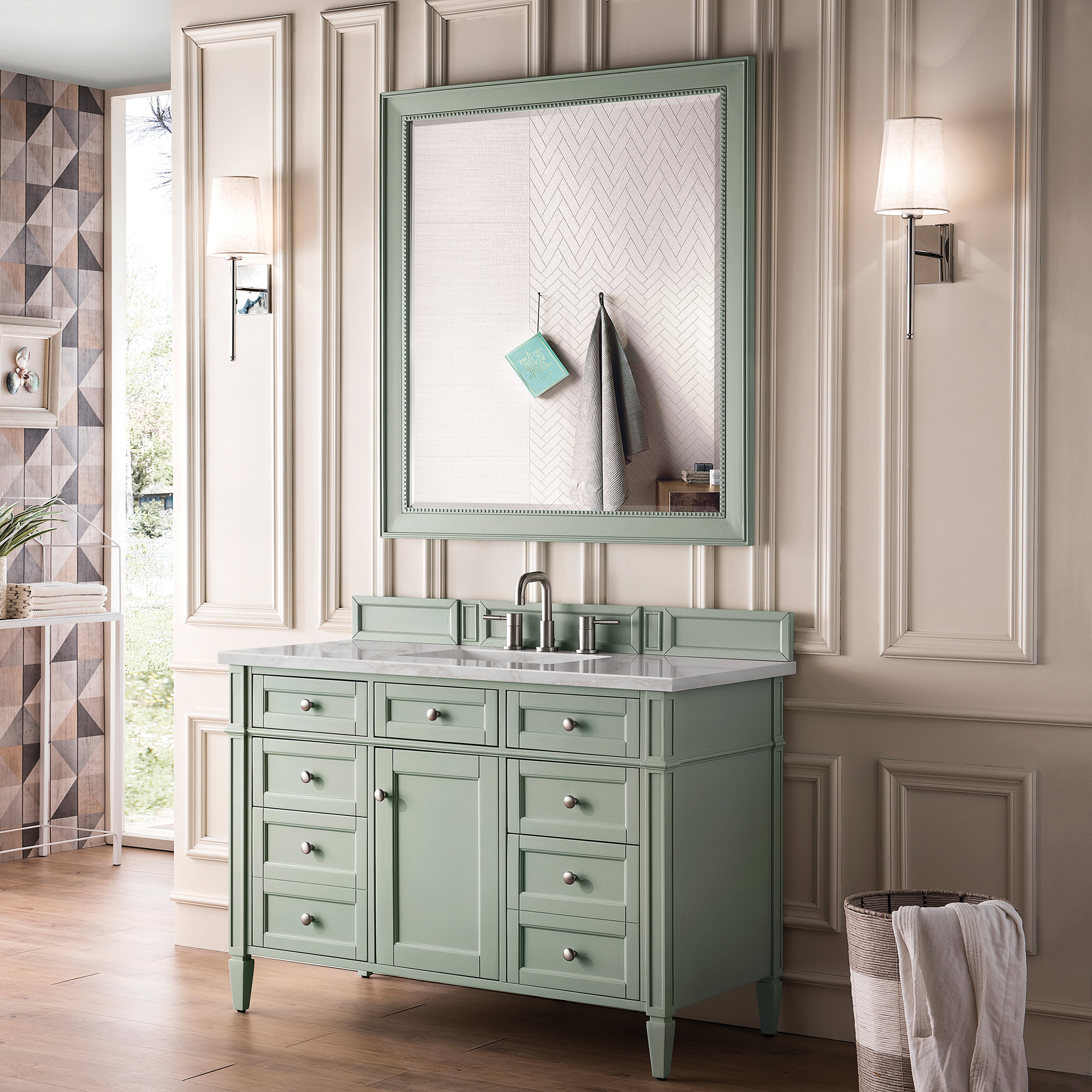 James Martin Brittany 48" Single Vanity in Sage Green with 3cm Countertop