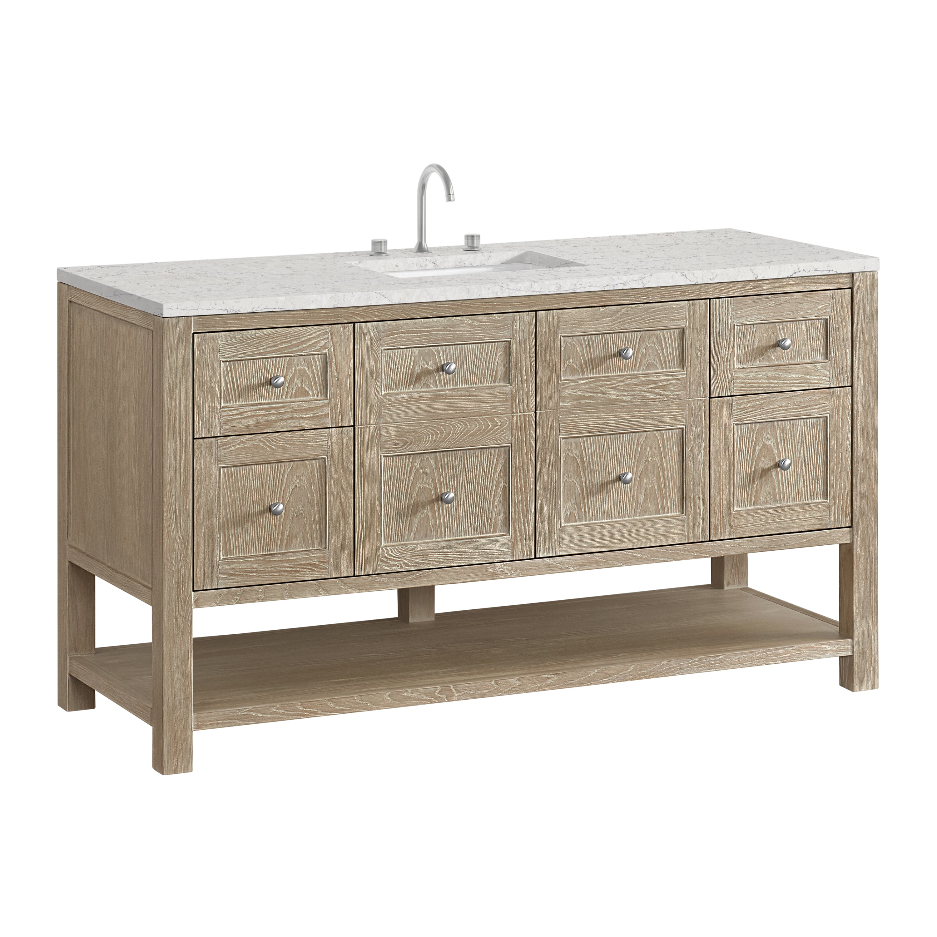 James Martin Breckenridge 60" Single Vanity in Whitewashed Oak with 3cm Countertop