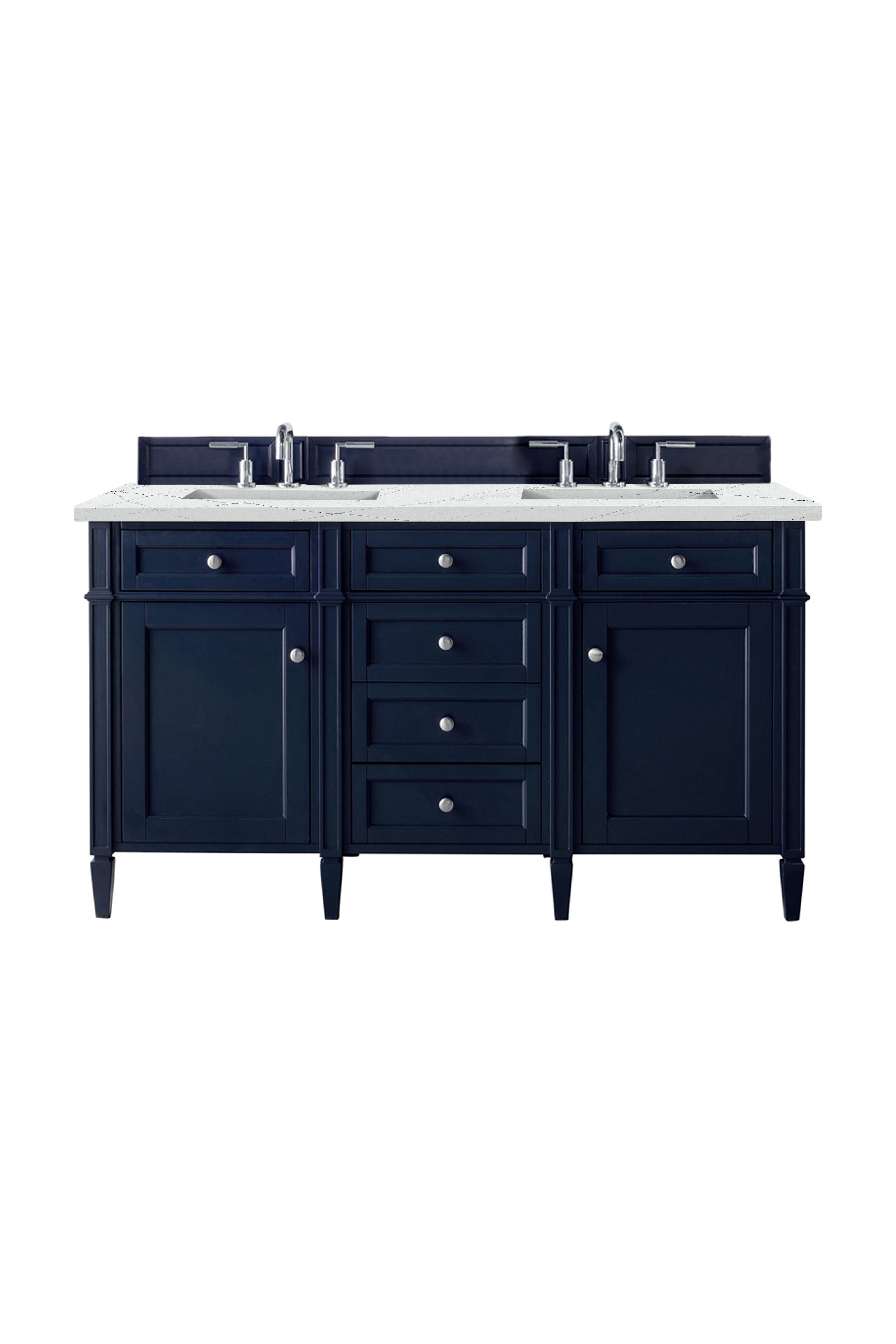 James Martin Brittany 60" Double Vanity in Victory Bleu with 3cm Countertop and FreePower Wireless Charger