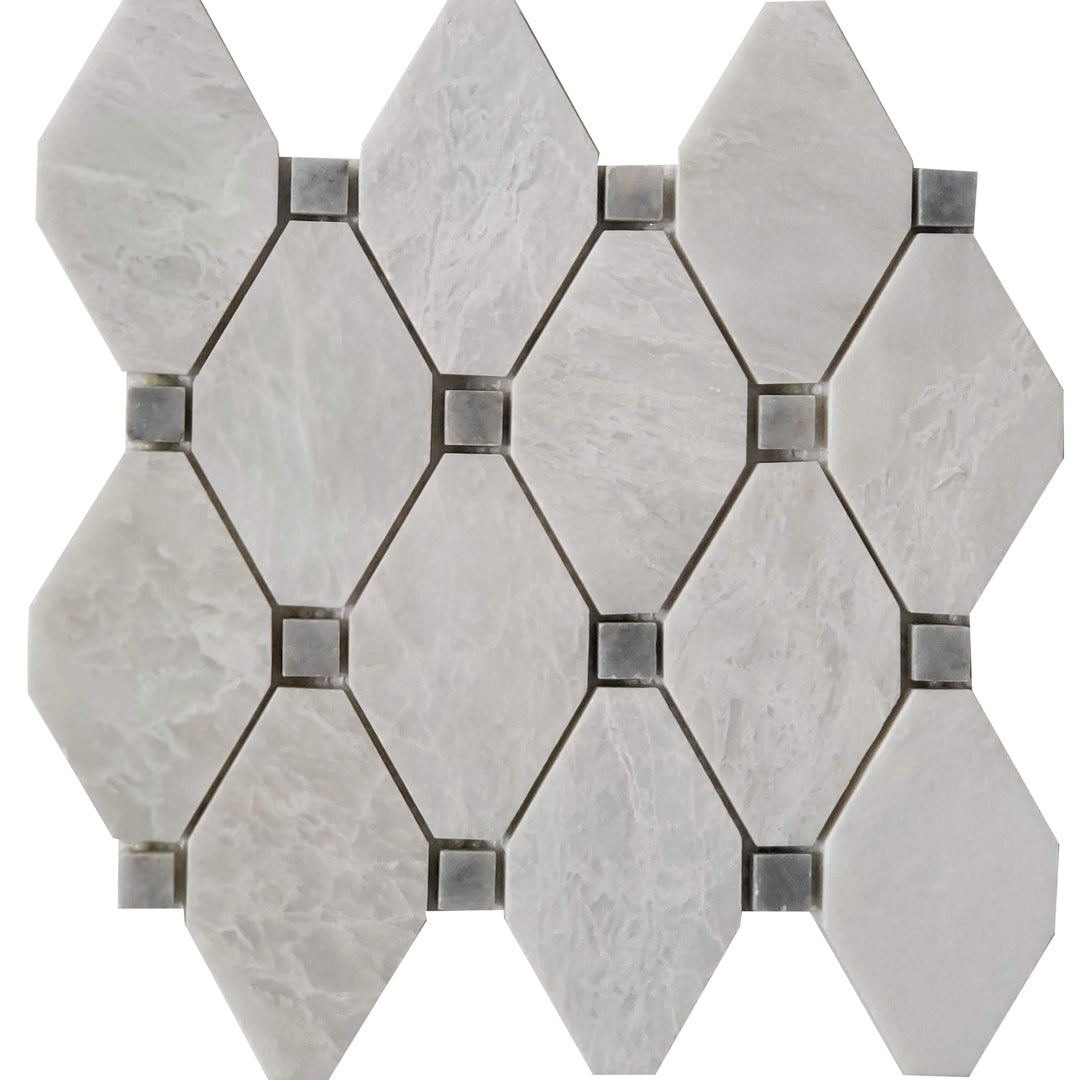 Diamond Mosaic Alaska White With Grey Dot Marble Polished