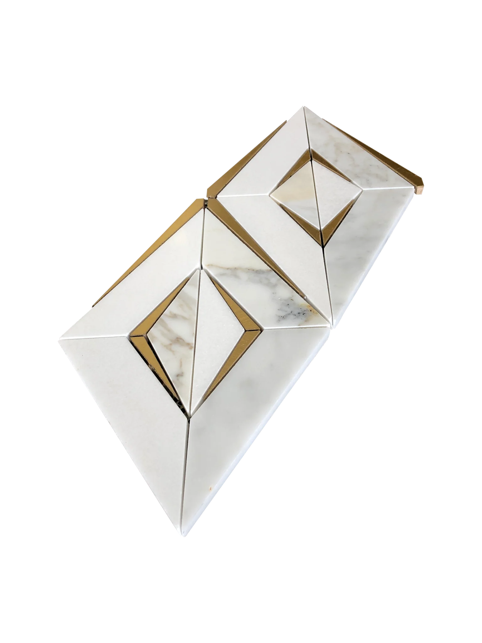 DIAMOND MOSAIC POLISHED THASSOS CALACATTA  AND BRASS