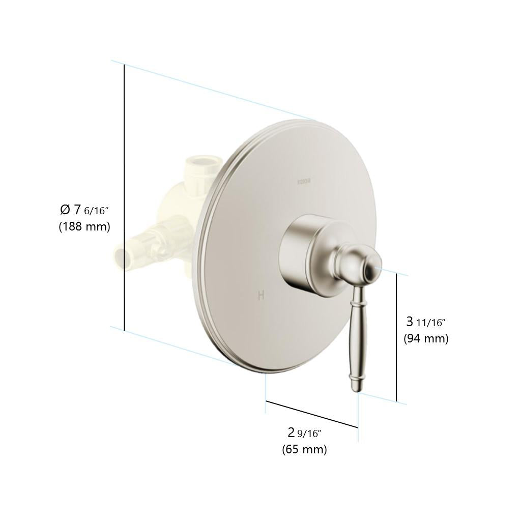 in2aqua Classic pressure balance valve trim kit, without diverter