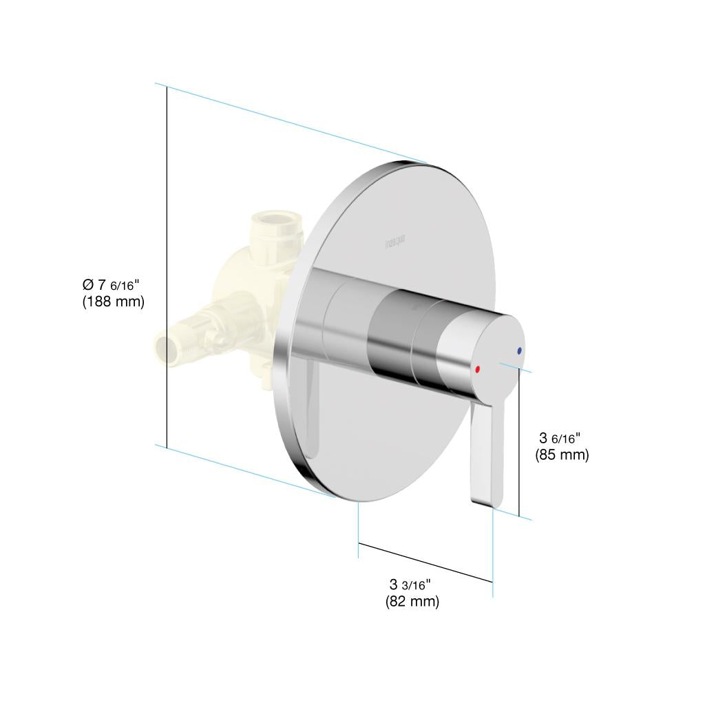 in2aqua Edge pressure balance valve trim kit, without diverter