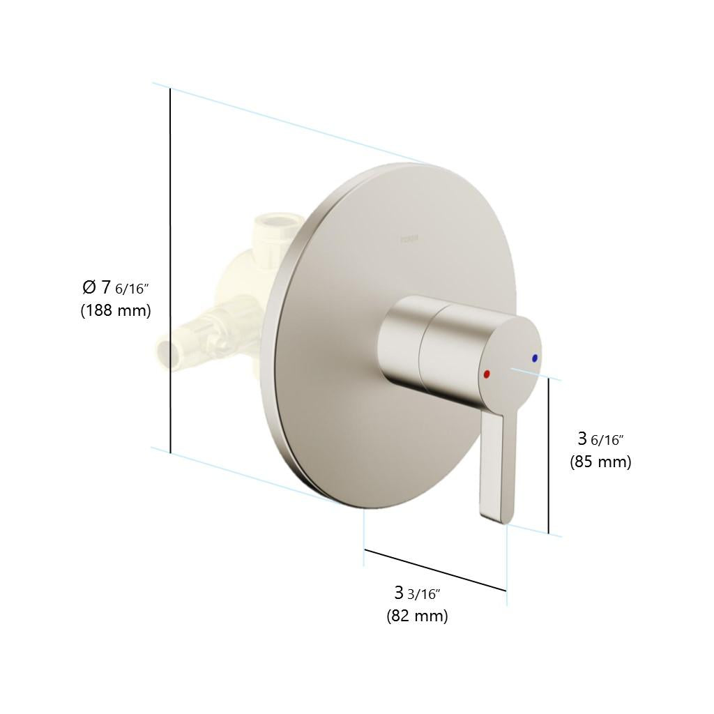 in2aqua Edge pressure balance valve trim kit, without diverter