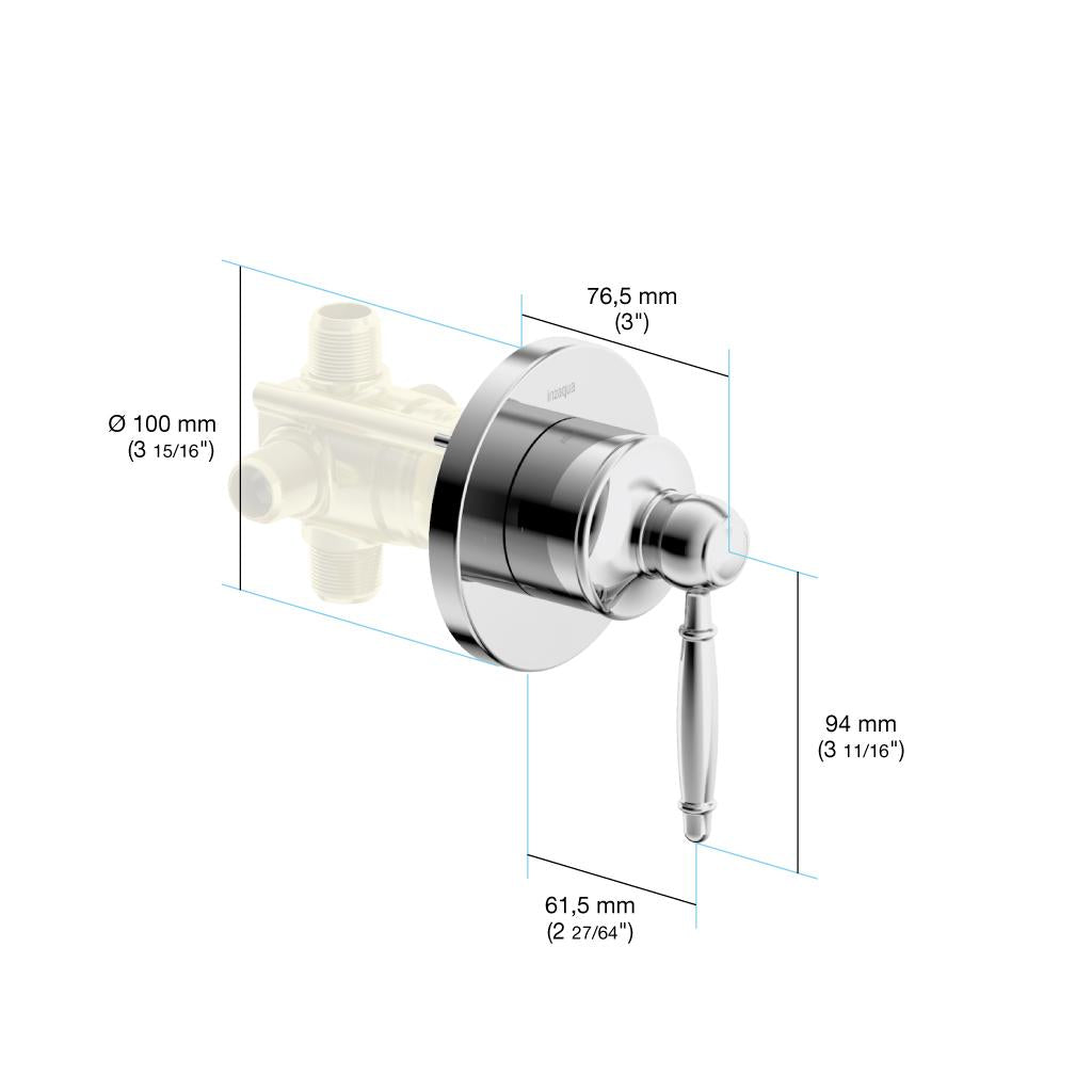 in2aqua Classic motion 2-way or 3-way diverter trim kit, with shutoff