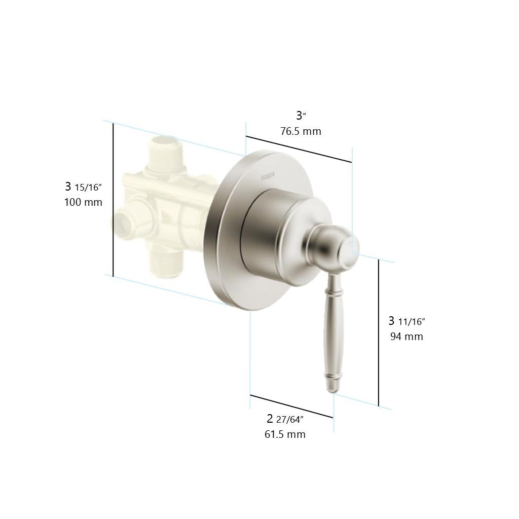 in2aqua Classic motion 2-way or 3-way diverter trim kit, with shutoff