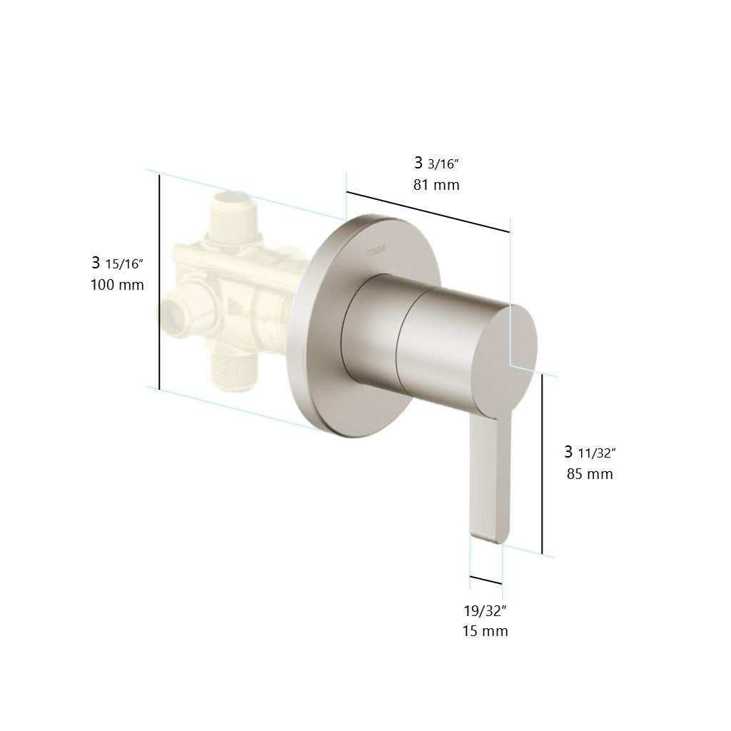 in2aqua Edge motion 2-way or 3-way diverter trim kit, with shutoff