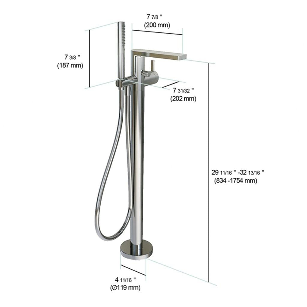 in2aqua Edge free standing mixer for tub