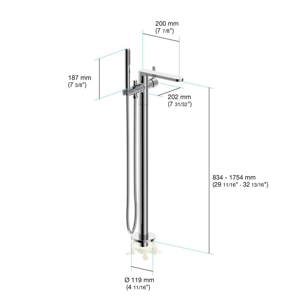 in2aqua Edge free standing mixer for tub