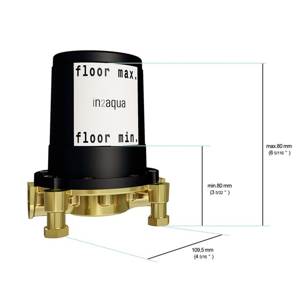 in2aqua free standing tub filler rough-in valve, with in2itiv adjustable floor mounting