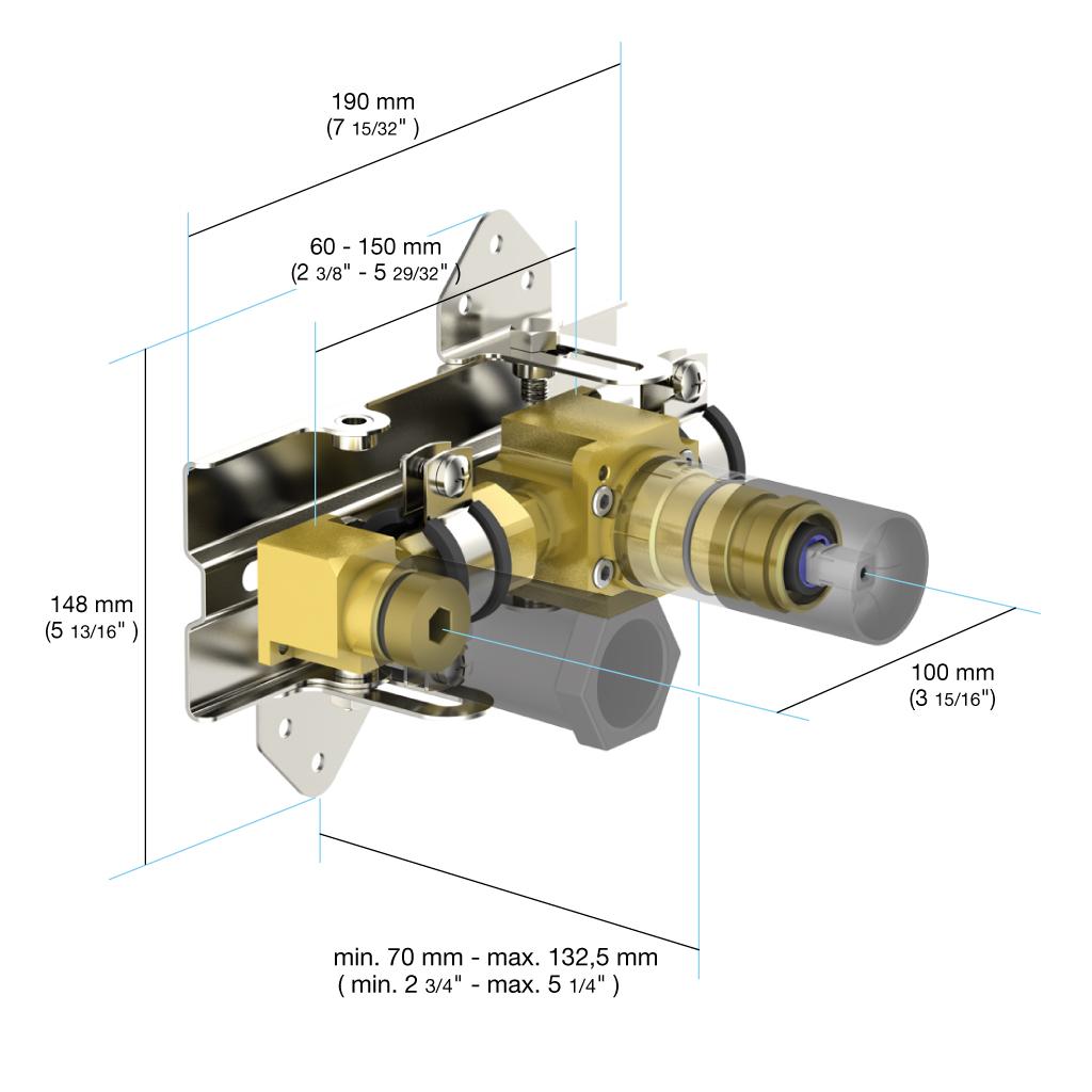 in2aqua single-lever rough-in for wall mounted installation, with in2itiv rough-in mounting system