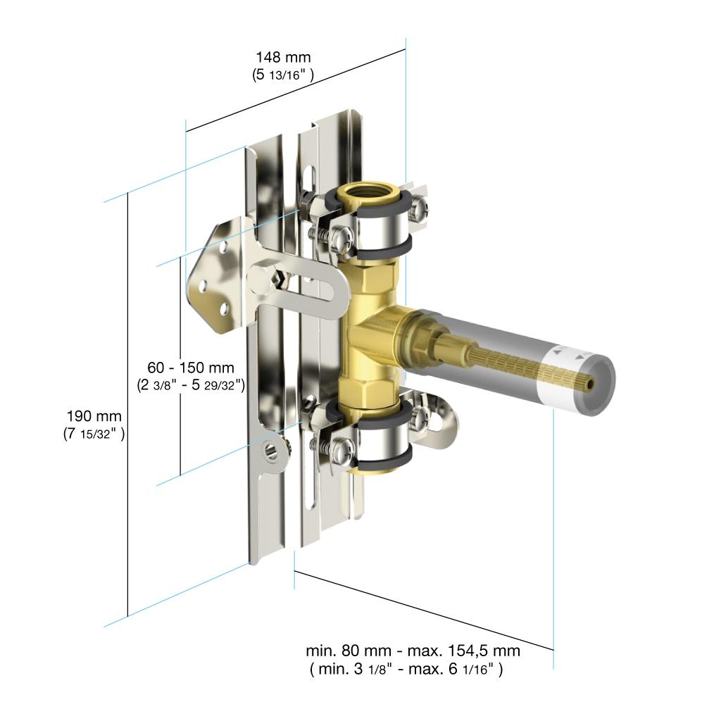 in2aqua ½" shut-off/volume control valve rough-in, with in2itiv rough-in mounting system