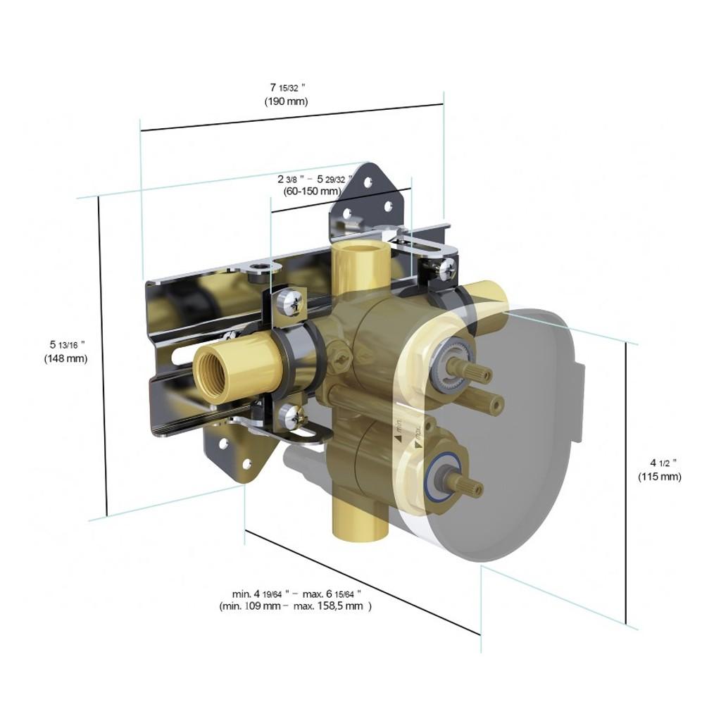 in2aqua 4-port pressure balance valve (eurobalance), with manual diverter/CALGreen, with in2itiv rough-in mounting system