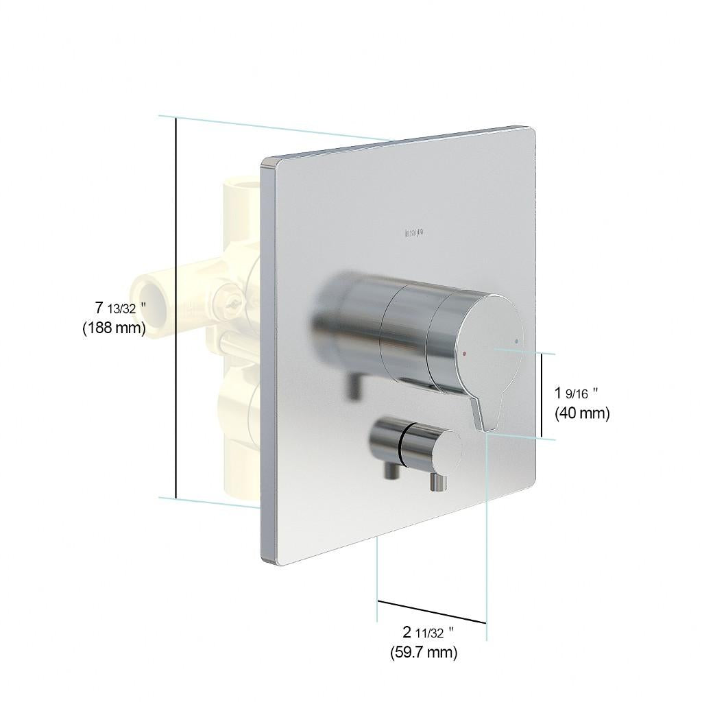 in2aqua Riva X pressure balance valve trim kit, with manual diverter