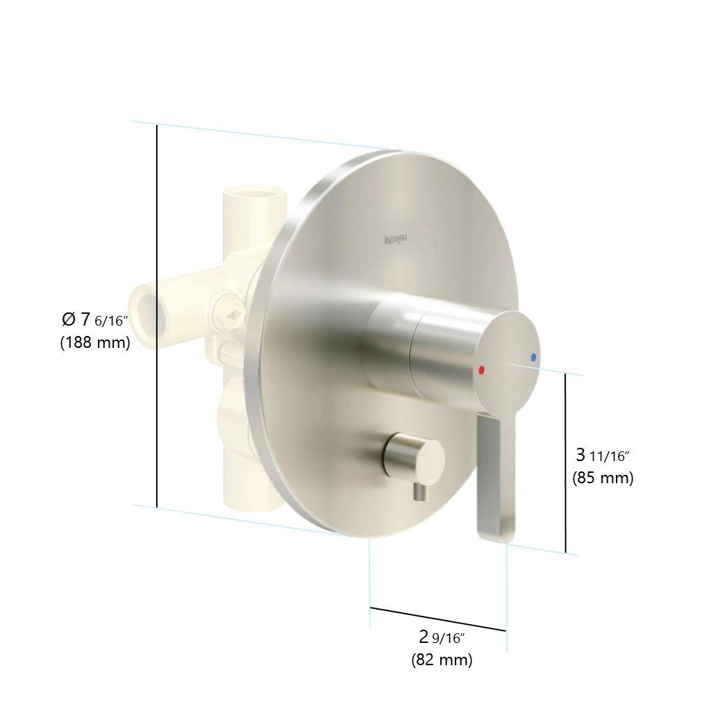 in2aqua Edge pressure balance valve trim kit, with manual diverter
